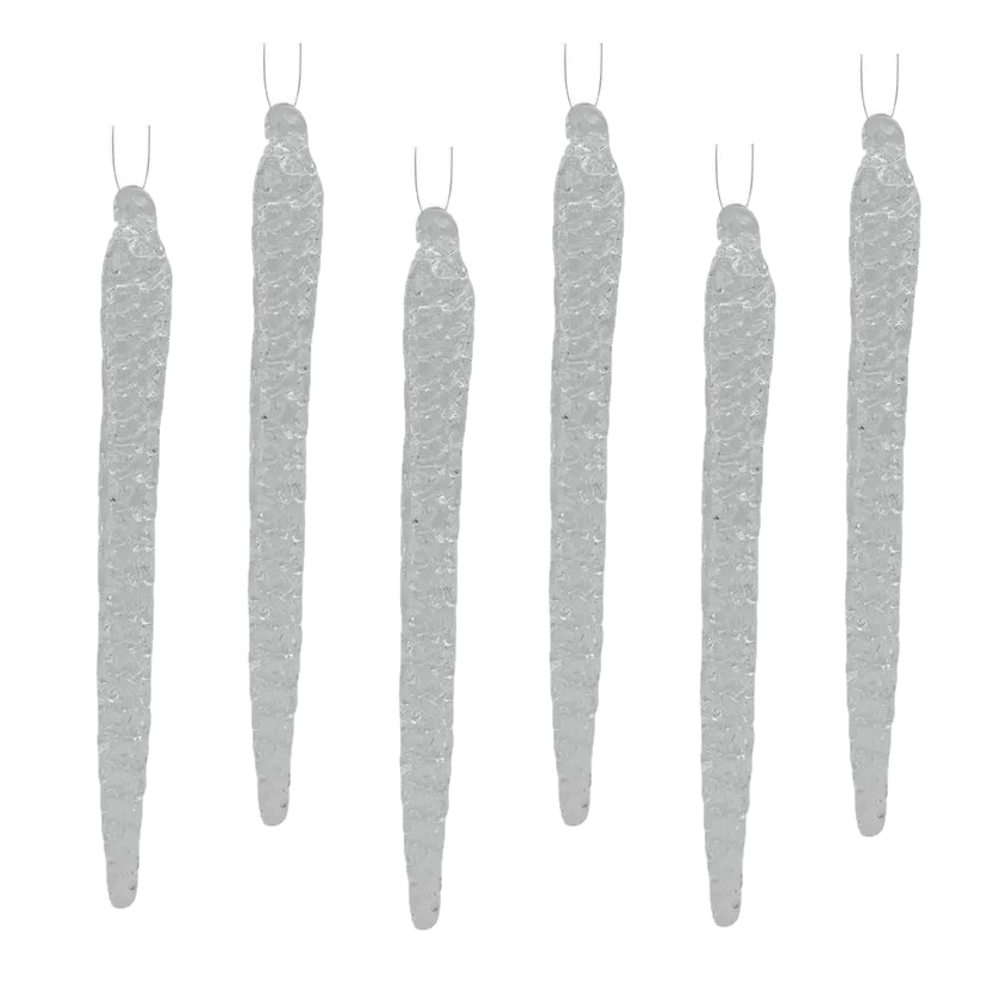 Kurt Adler Glass Ornaments for Christmas Tree, Icicles (Pack of 6)