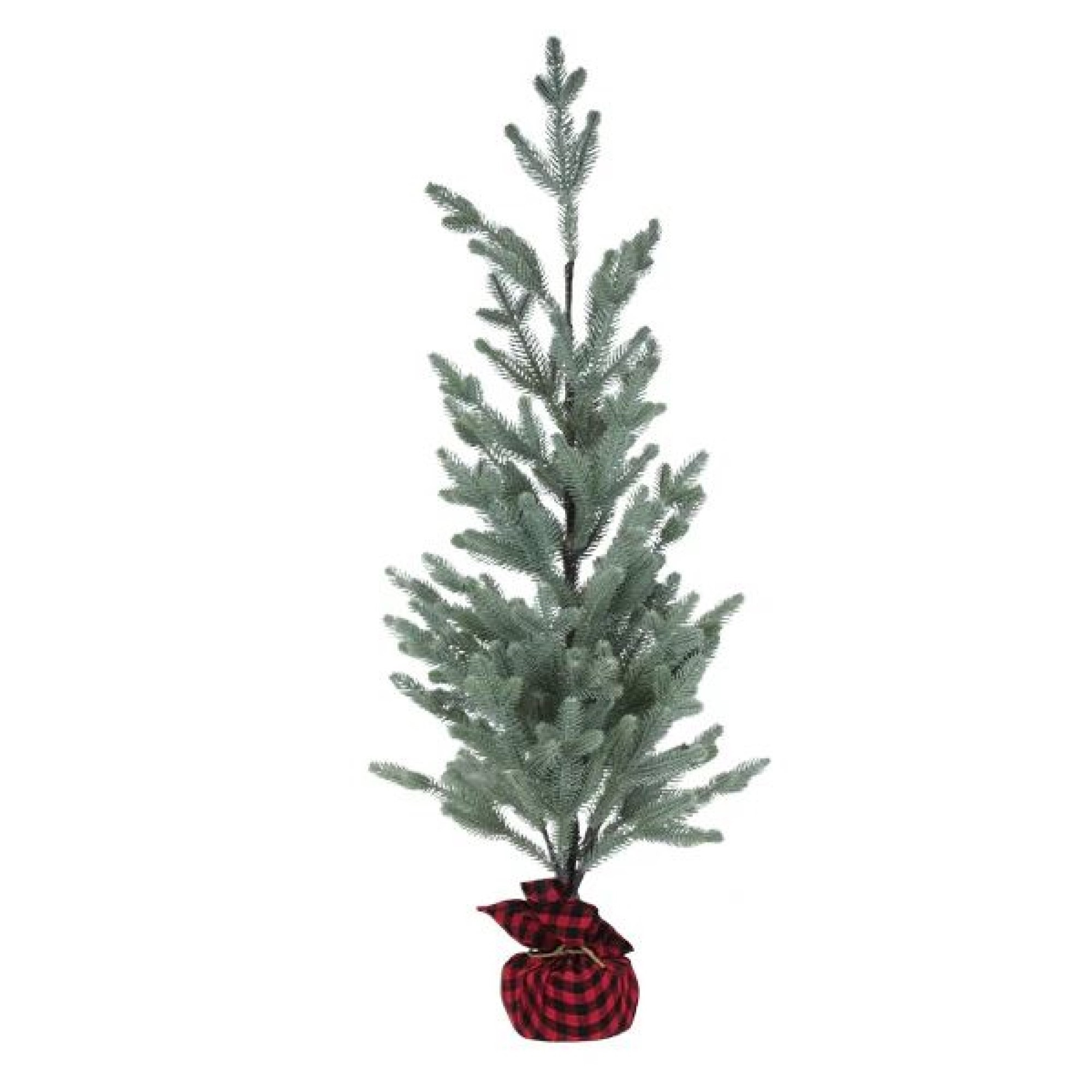 Old World Christmas Tabletop Faux Fir Tree with Buffalo Plaid Burlap Base, 35"