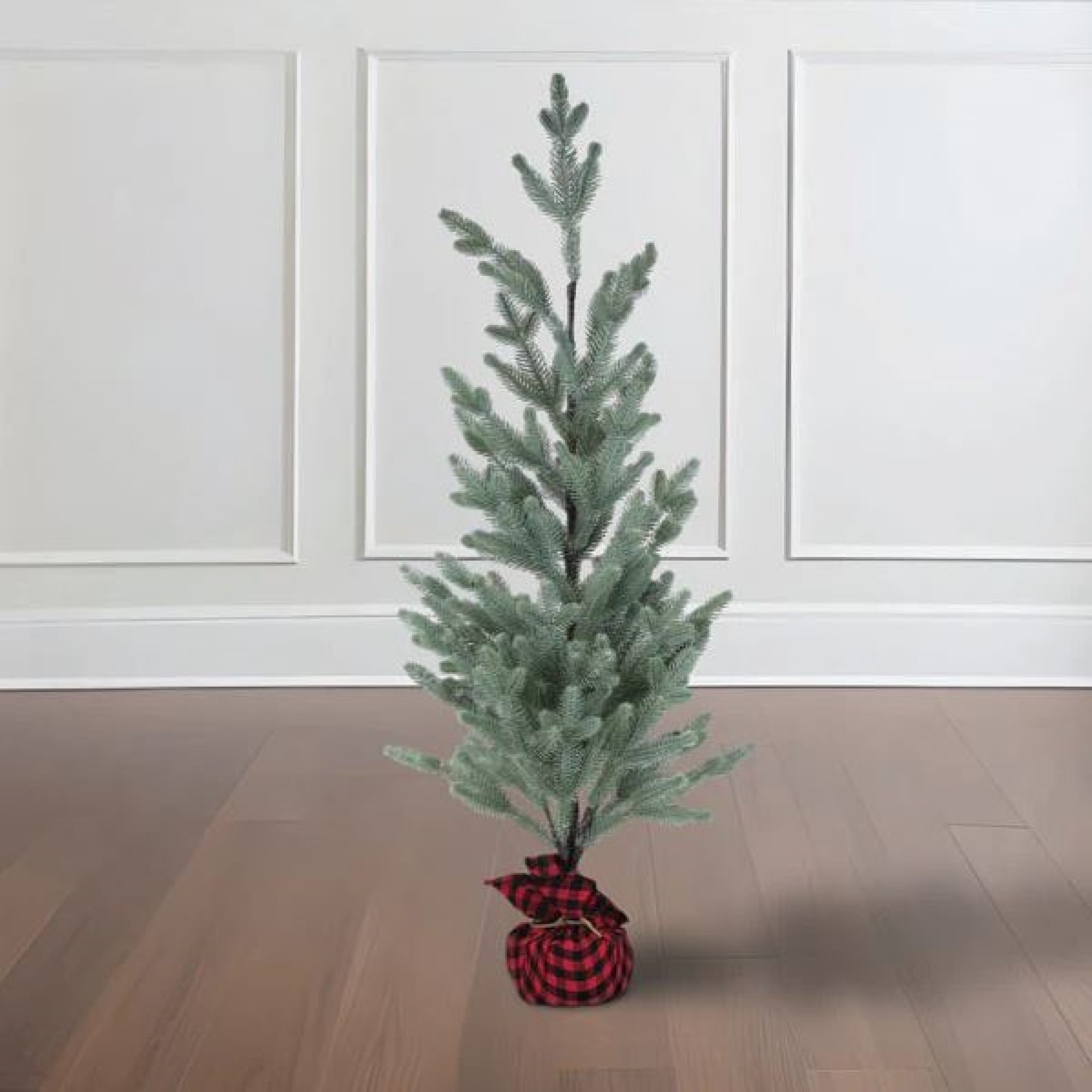 Old World Christmas Tabletop Faux Fir Tree with Buffalo Plaid Burlap Base, 35"