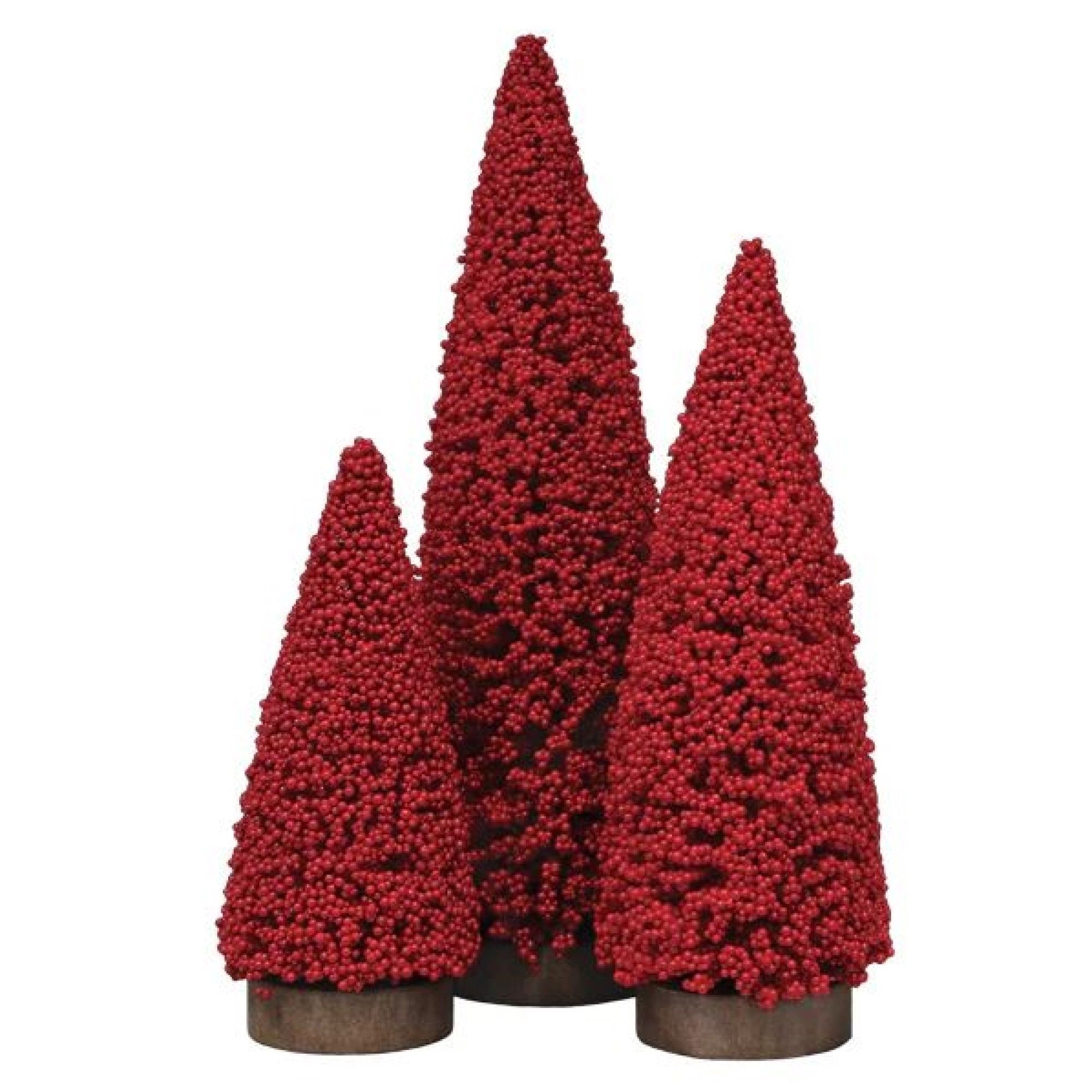 Old World Christmas Plastic Tabletop Holiday Berry Tree Set, Red (3 Assorted Sizes)