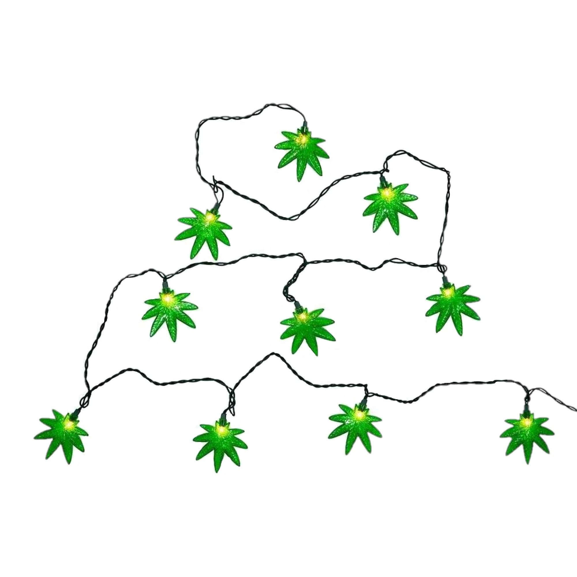 Kurt Adler Indoor/Outdoor UL 10-Light Cannabis Light Set, 9ft