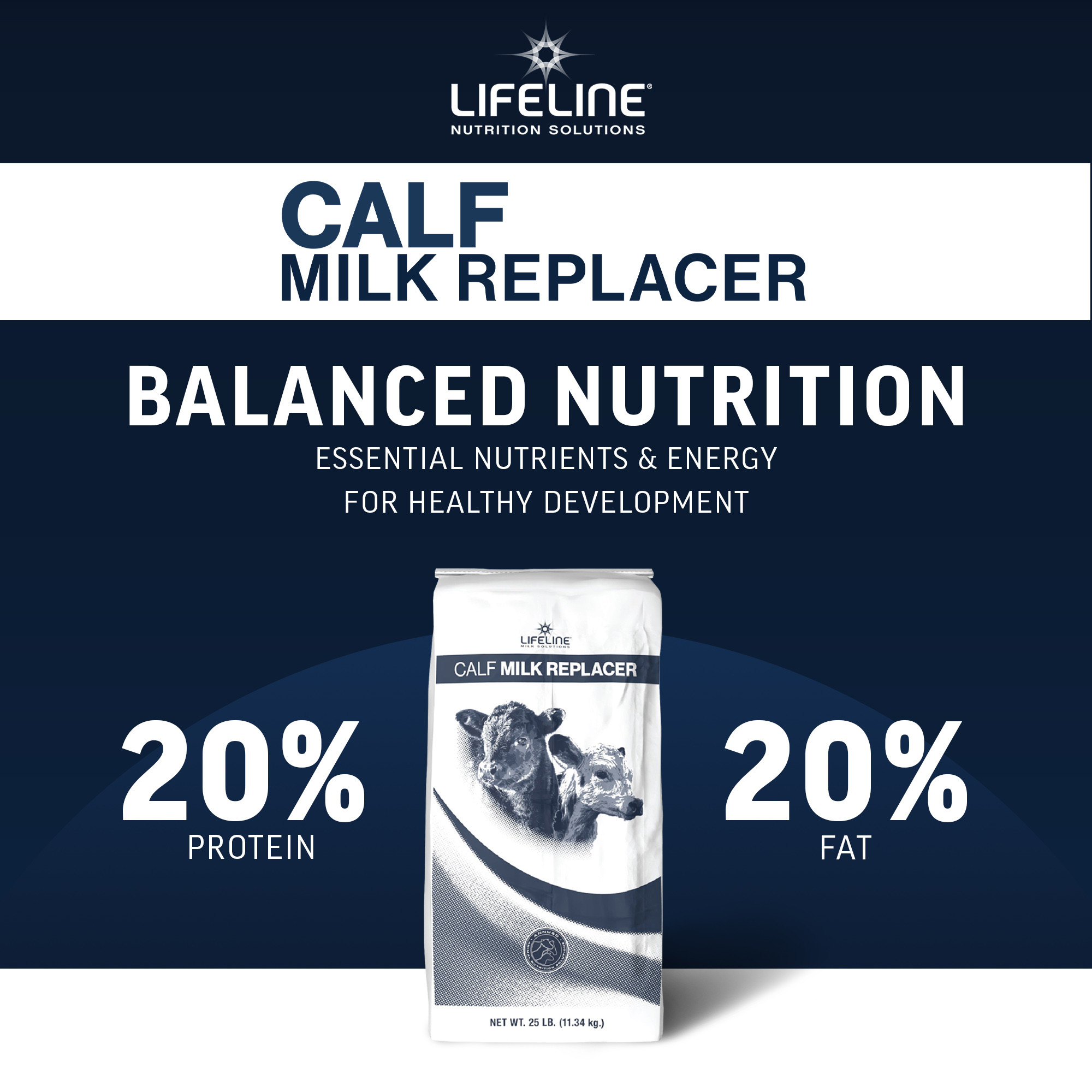 ANNUSO LIFELINE Calf Milk Replacer 20:20, 25lb Bag