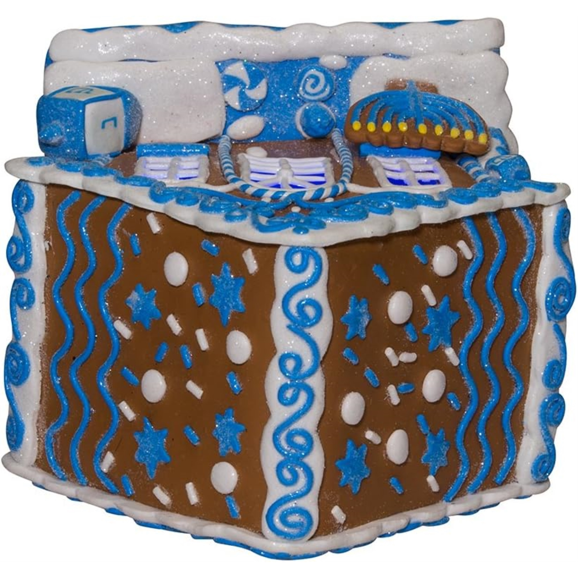 Kurt Adler LED Hanukkah Gingerbread House Christmas Tablepiece, Blue, 7in