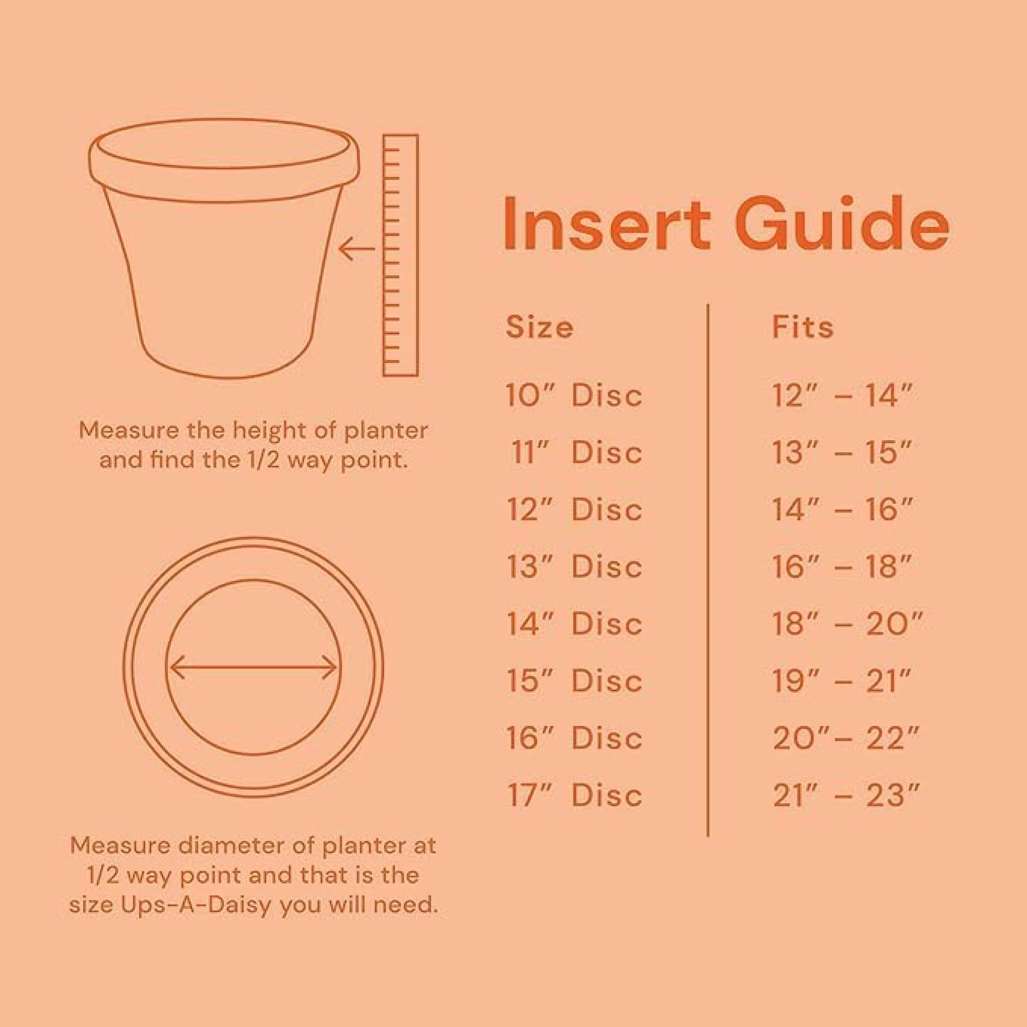 Bloem Ups-A-Daisy Flower Planter Insert — Reusable Pot Insert for Healthier Plants, Orange