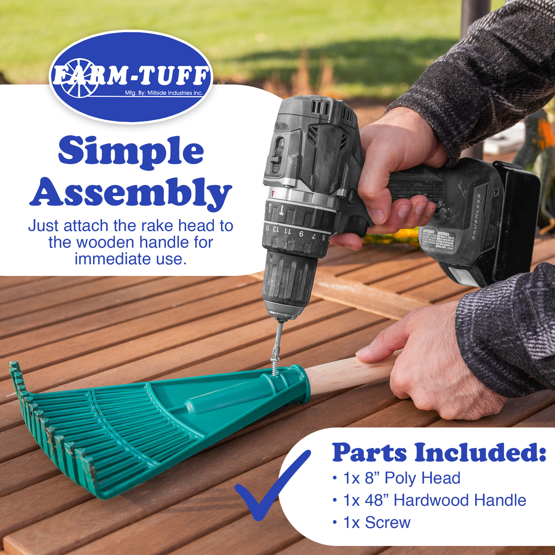 FARM-TUFF Hardwood Garden Rake, 8in