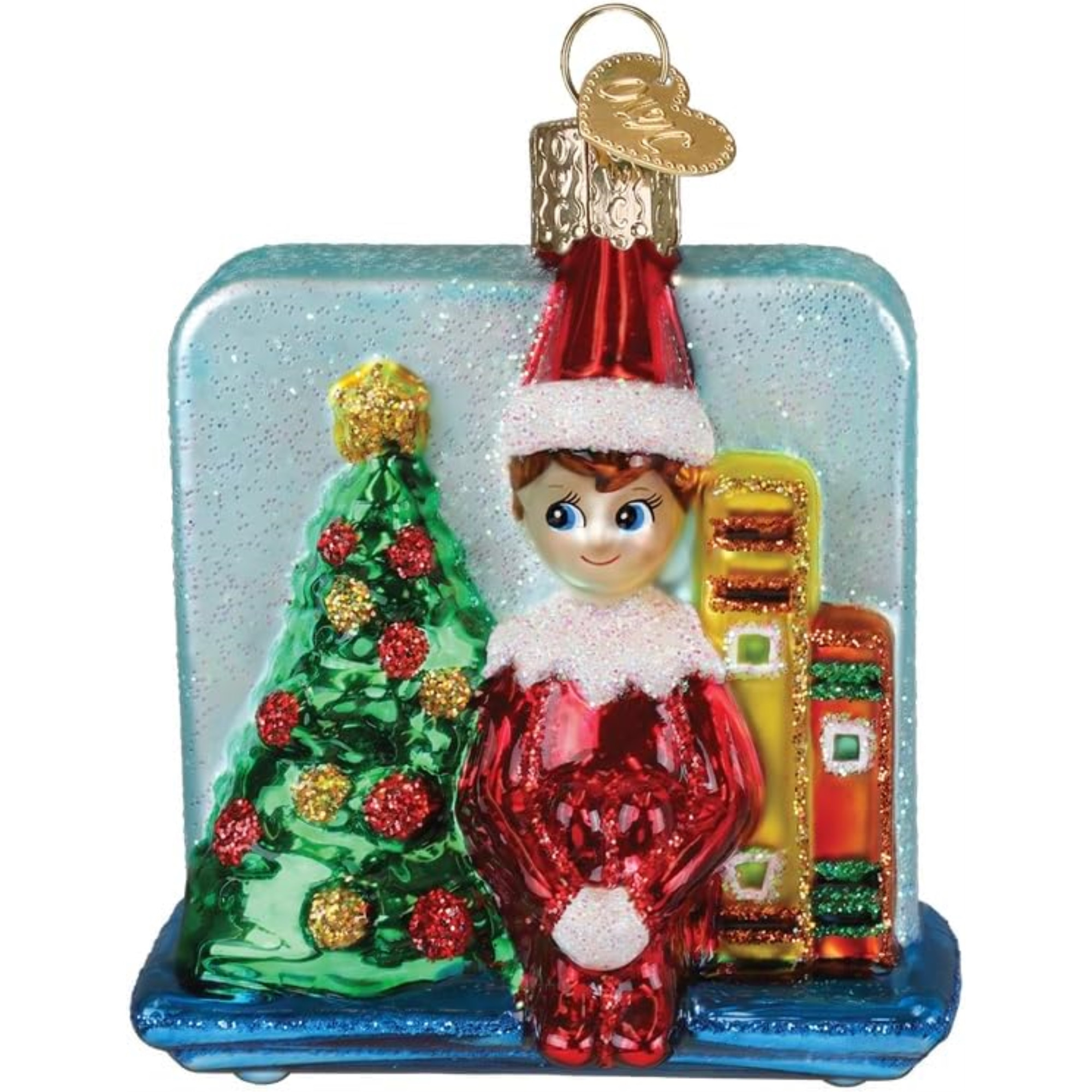Old World Christmas Blown Glass Ornament for Christmas Tree, Scout Elf Storytime