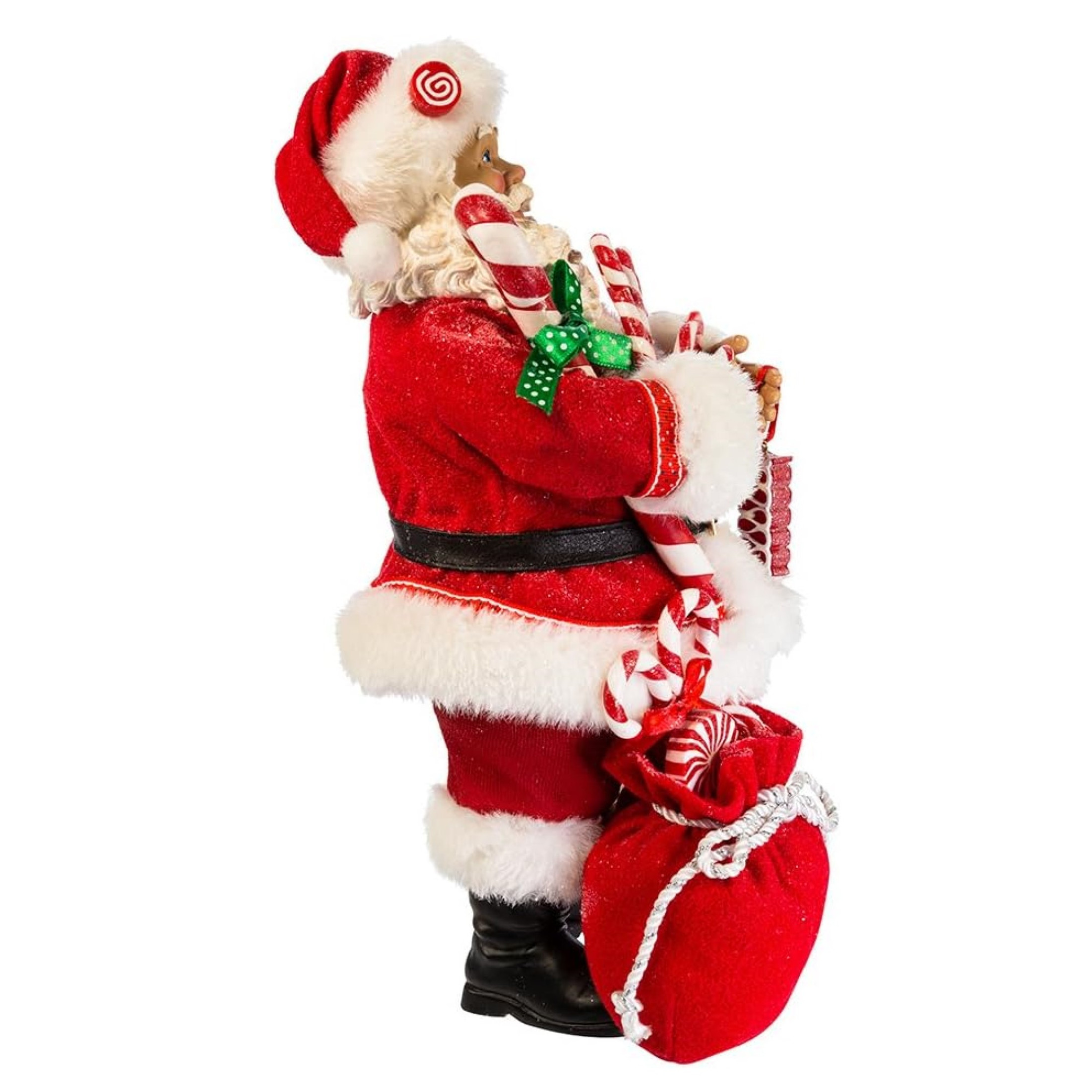 Kurt Adler Fabriche Christmas Figurine, Santa with Christmas Candy & Bag, 10.5in Kurt Adler Fabriche Christmas Figurine, Santa with Christmas Candy & Bag, 10.5in