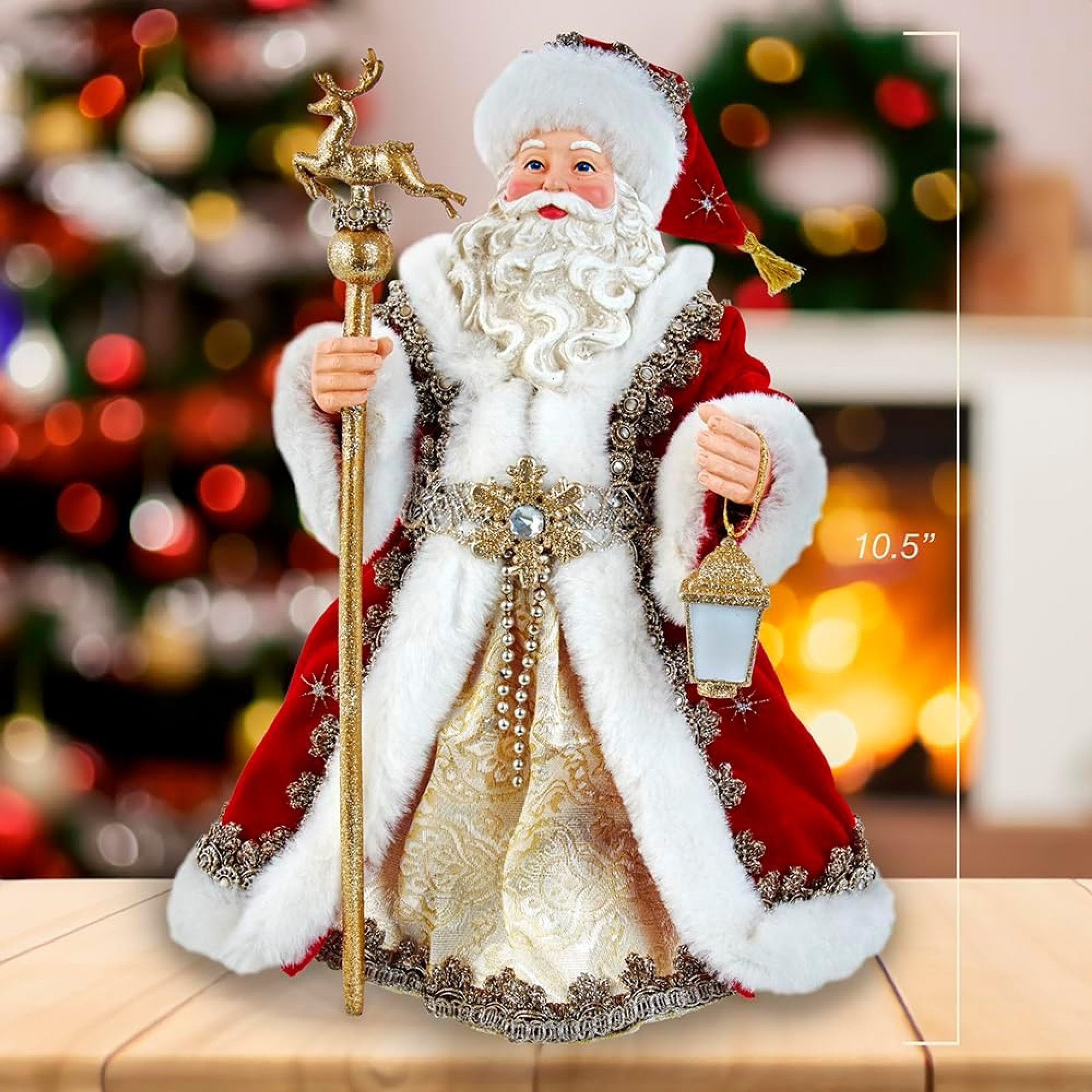 Kurt Adler Fabriche Christmas Figurine, Regal Red Santa, 10.5in Kurt Adler Fabriche Christmas Figurine, Regal Red Santa, 10.5in
