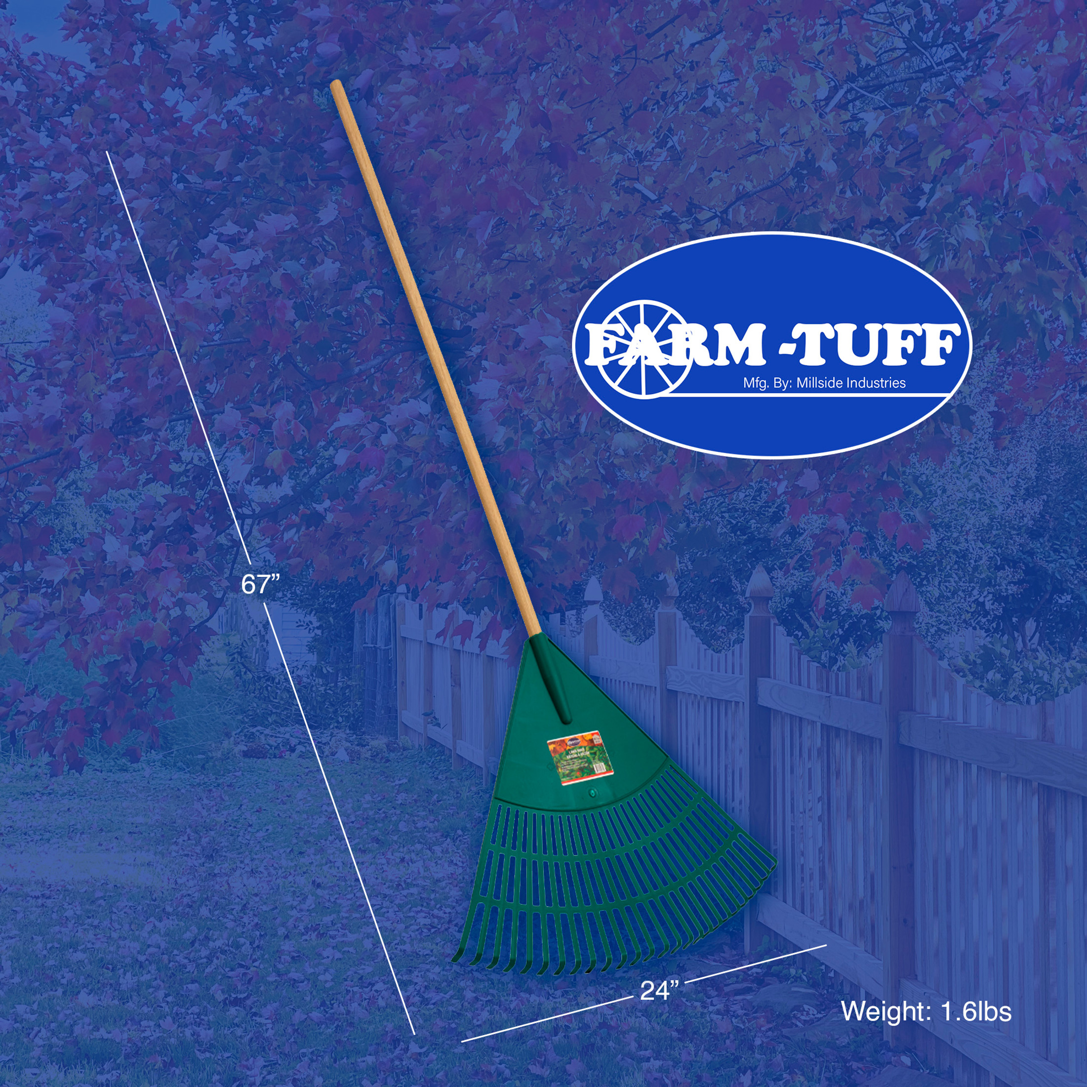 FARM-TUFF Hardwood Leaf & Lawn Rake, 24in FARM-TUFF Hardwood Leaf & Lawn Rake, 24in