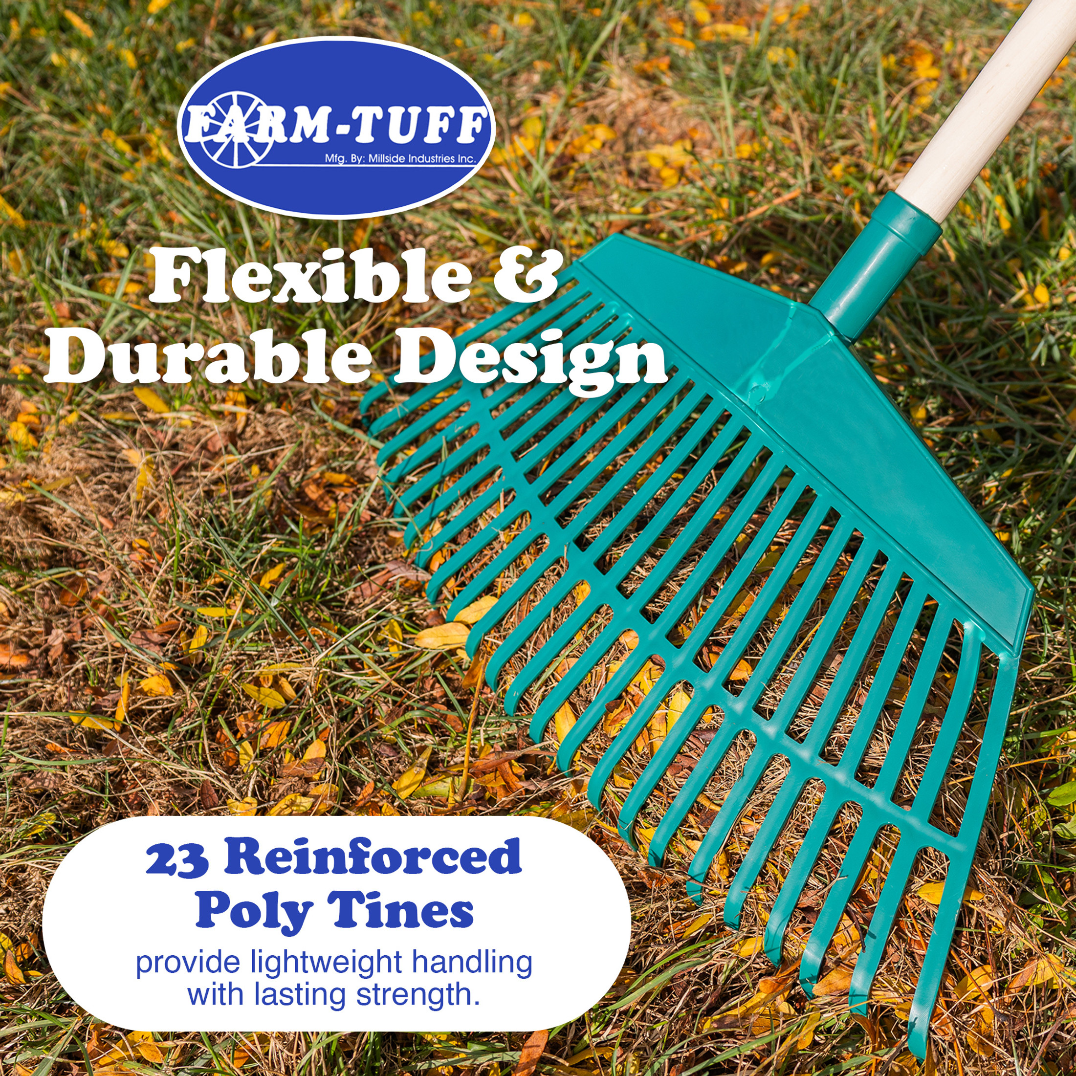 FARM-TUFF Hardwood Leaf & Garden Rake, 19in FARM-TUFF Hardwood Leaf & Garden Rake, 19in
