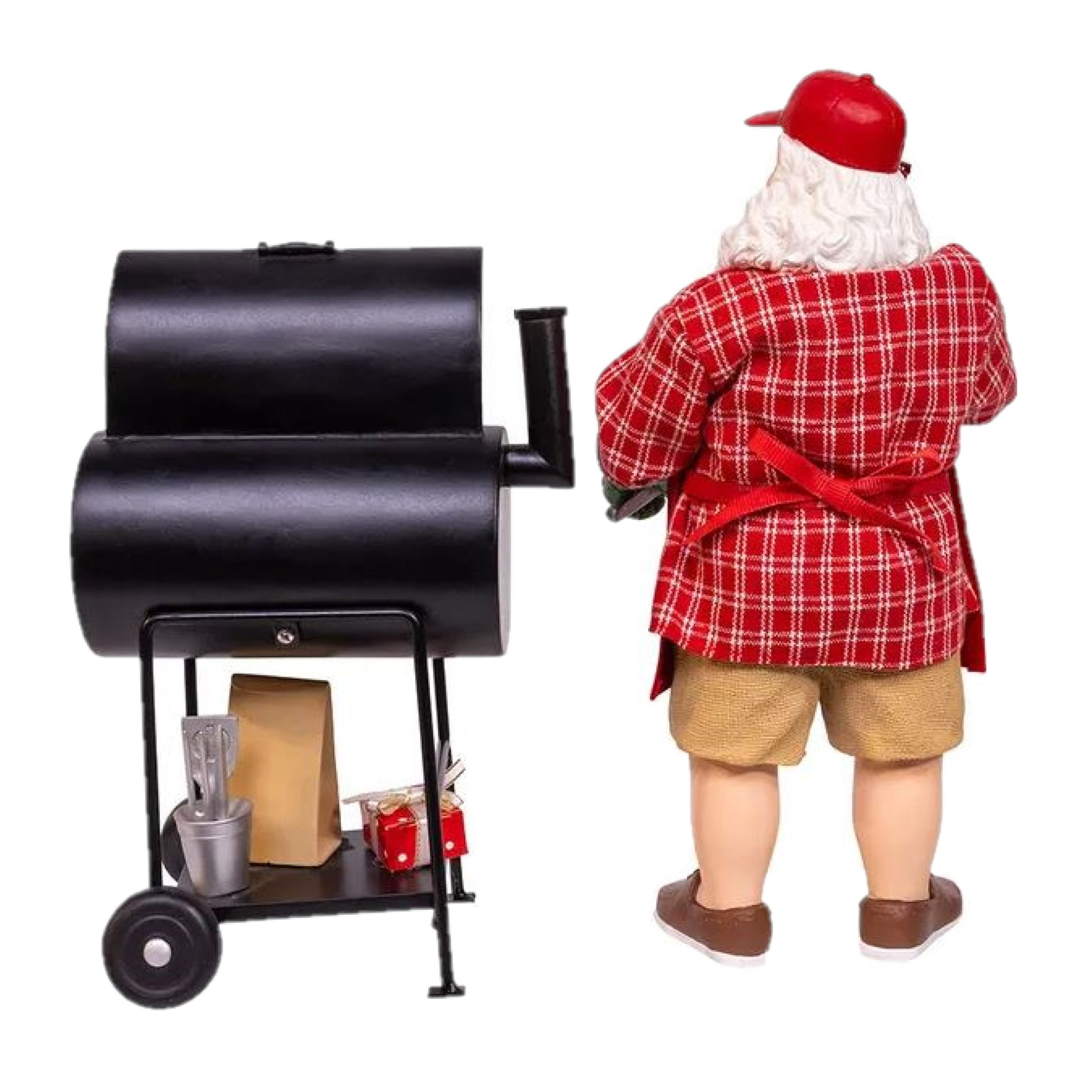 Kurt Adler Fabriche Christmas Figurine, Santa with Barbecue Grill, 10.75in (Set of 2)