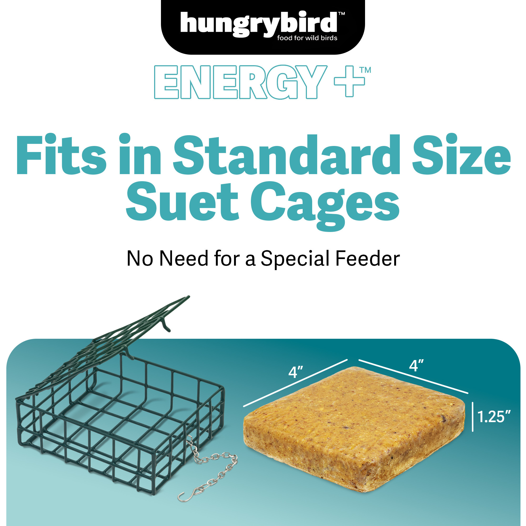 Hungrybird Energy+ No-Melt, High-Protein Suet Cake with Peanut Butter Filling