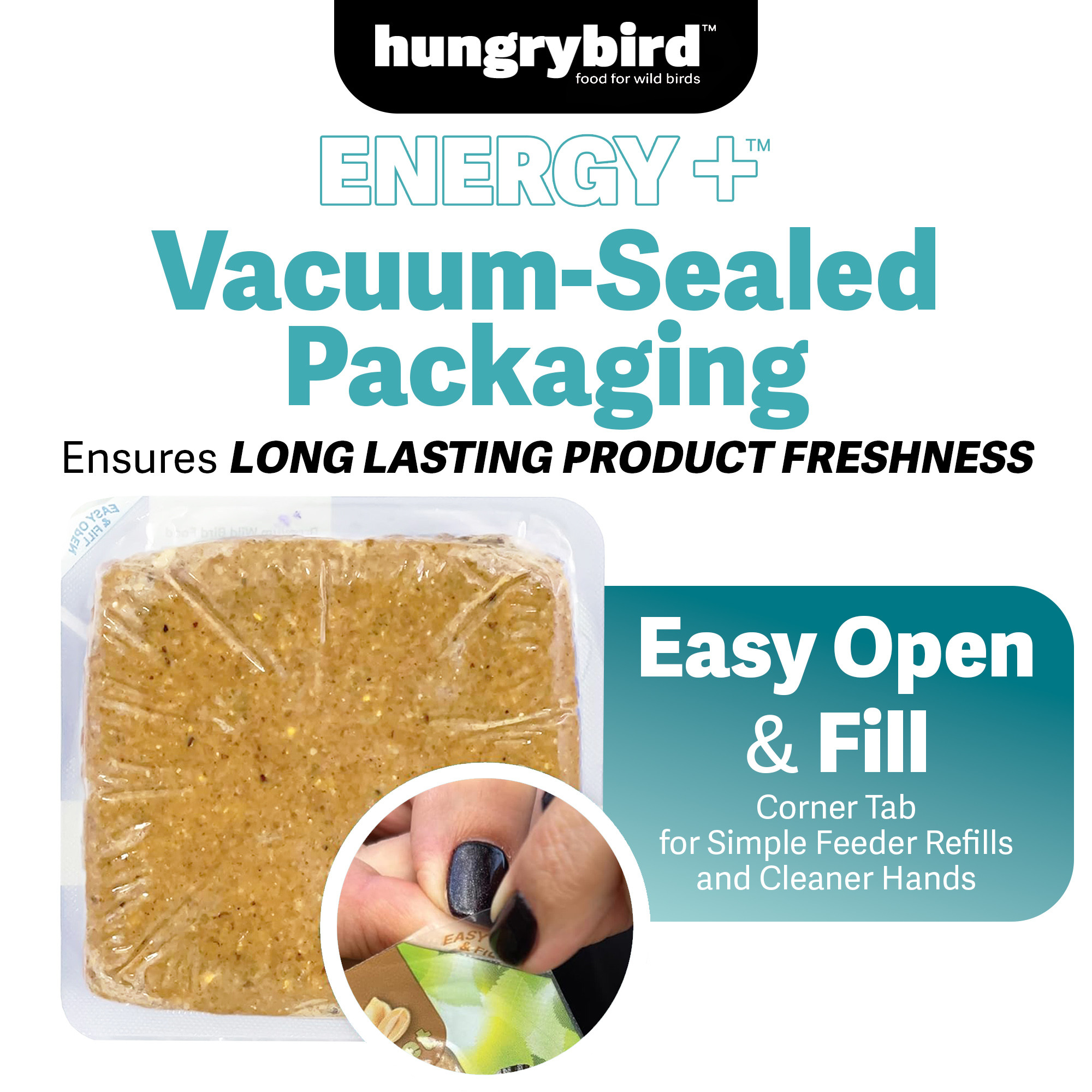 Hungrybird Energy+ No-Melt, High-Protein Suet Cake with Peanut Butter Filling