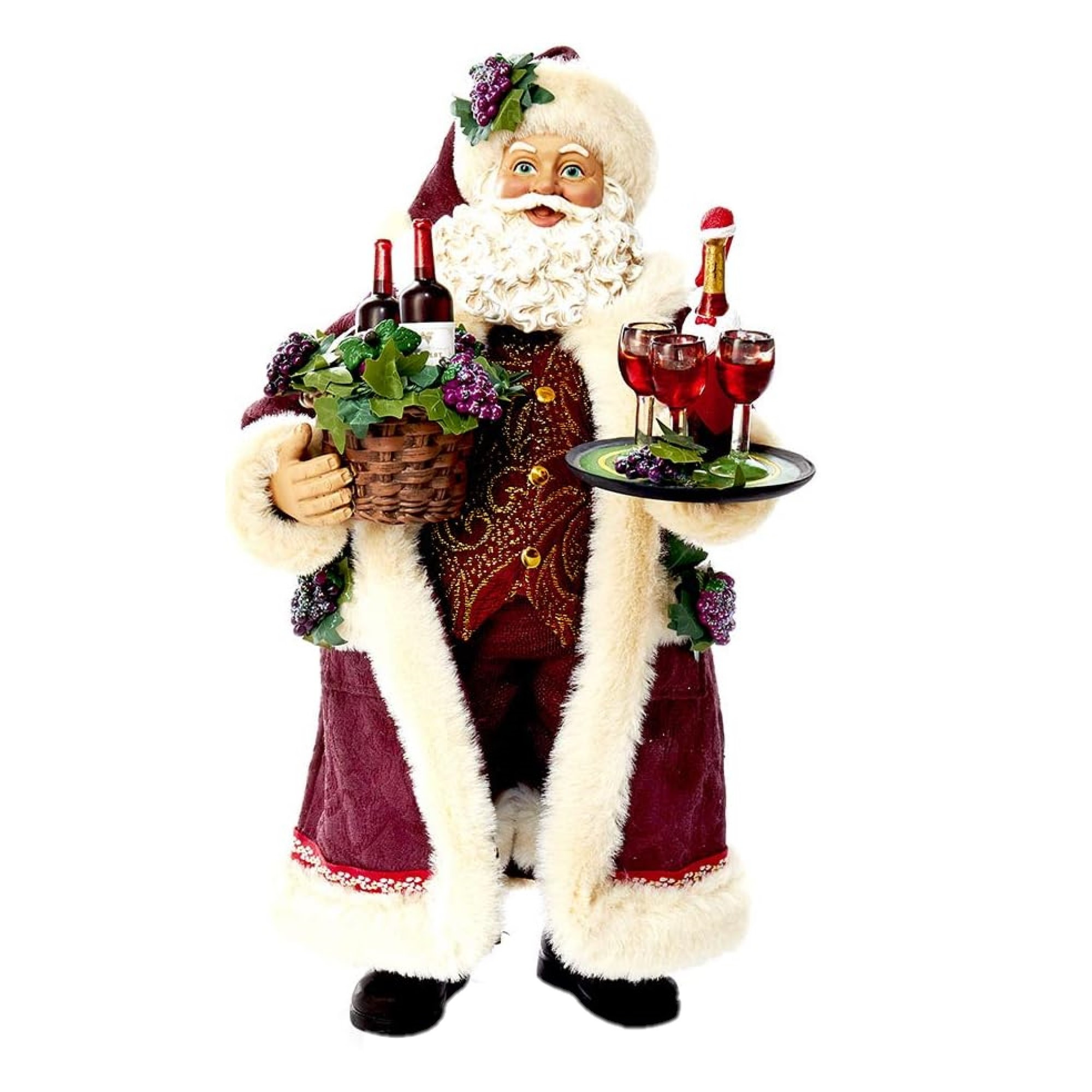 Kurt Adler Fabriche Christmas Figurine, Santa Holding Wine, 11.5in