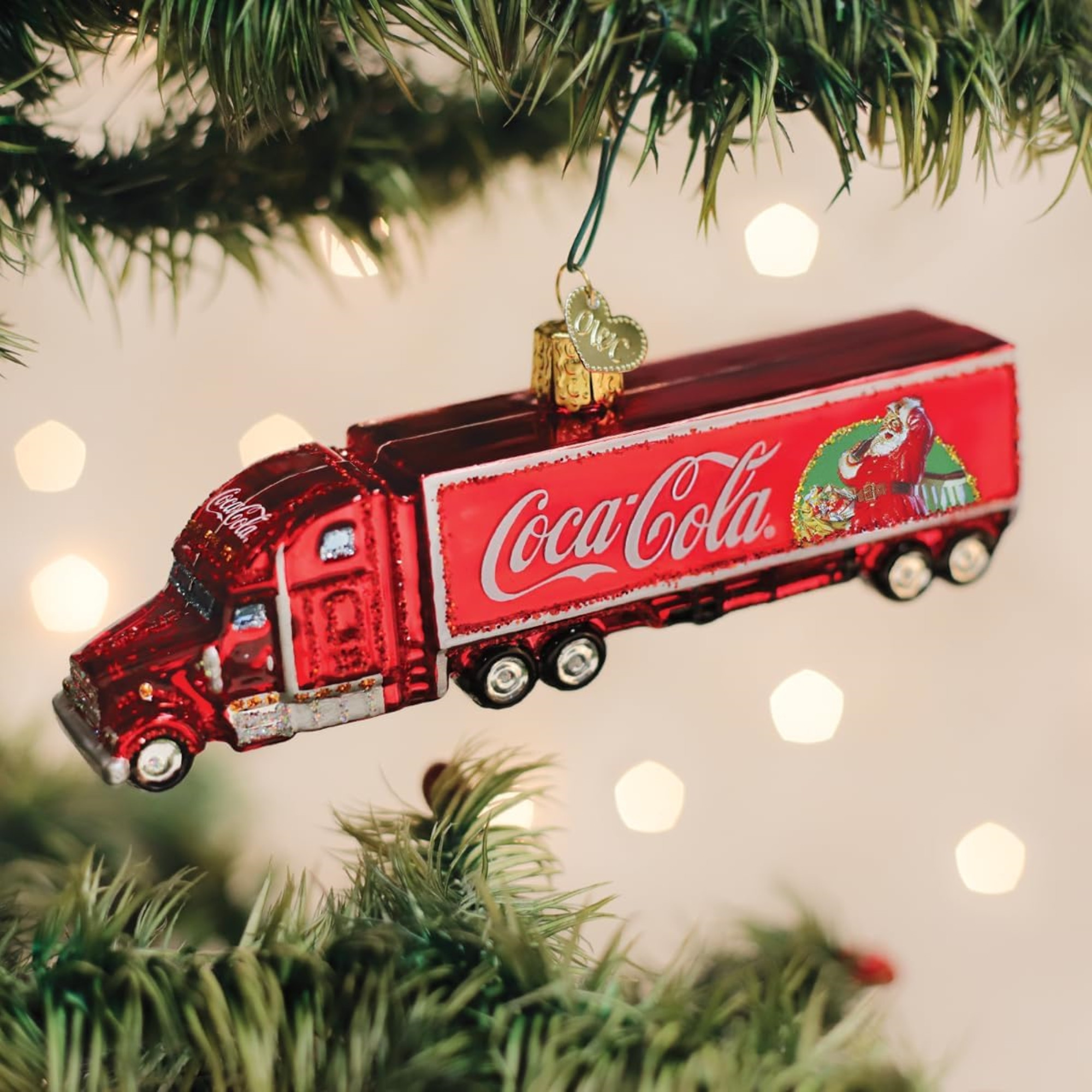 Old World Christmas Blown Glass Ornament for Christmas Tree, Coca-Cola Christmas Truck