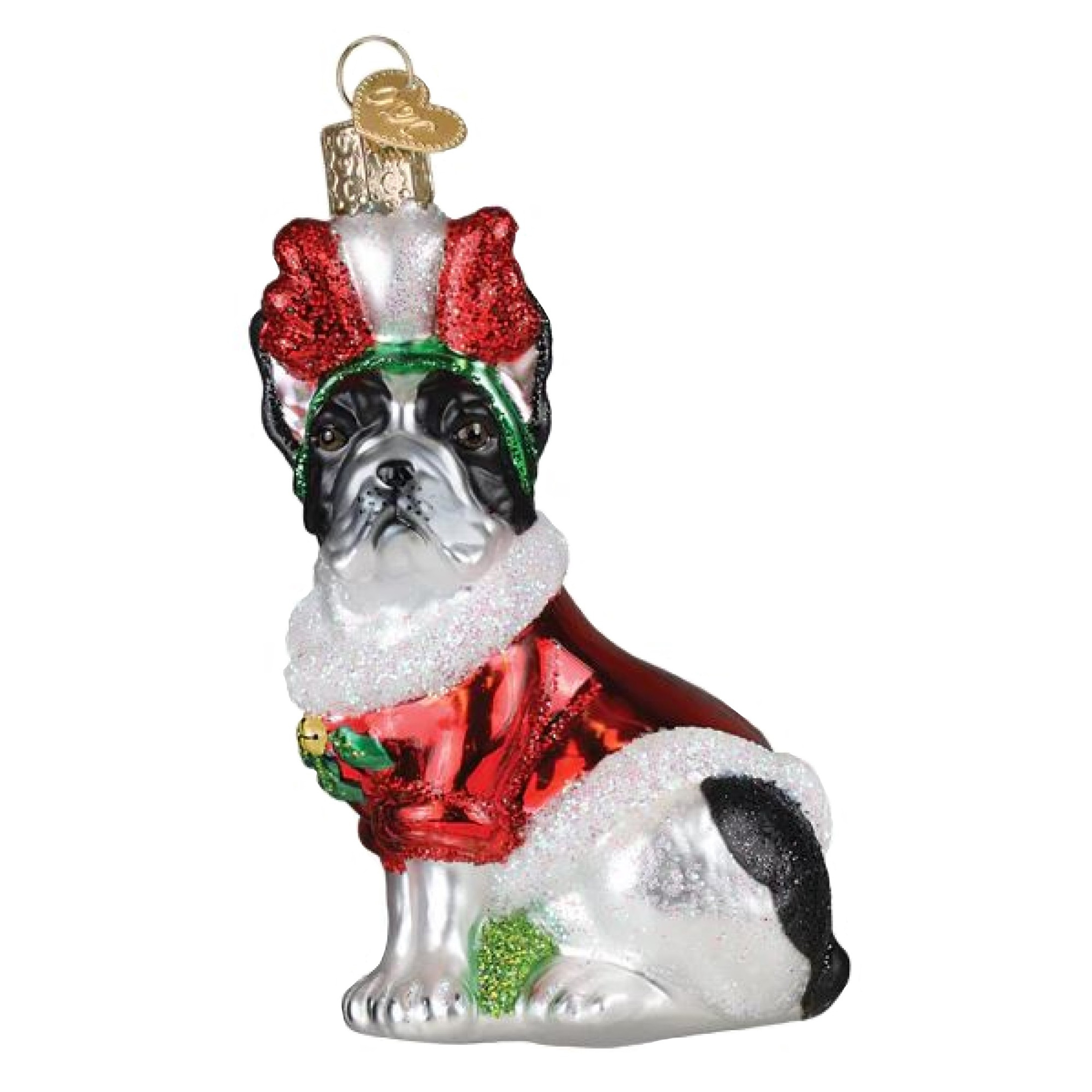 Old World Christmas Blown Glass Ornament for Christmas Tree, Holiday French Bulldog