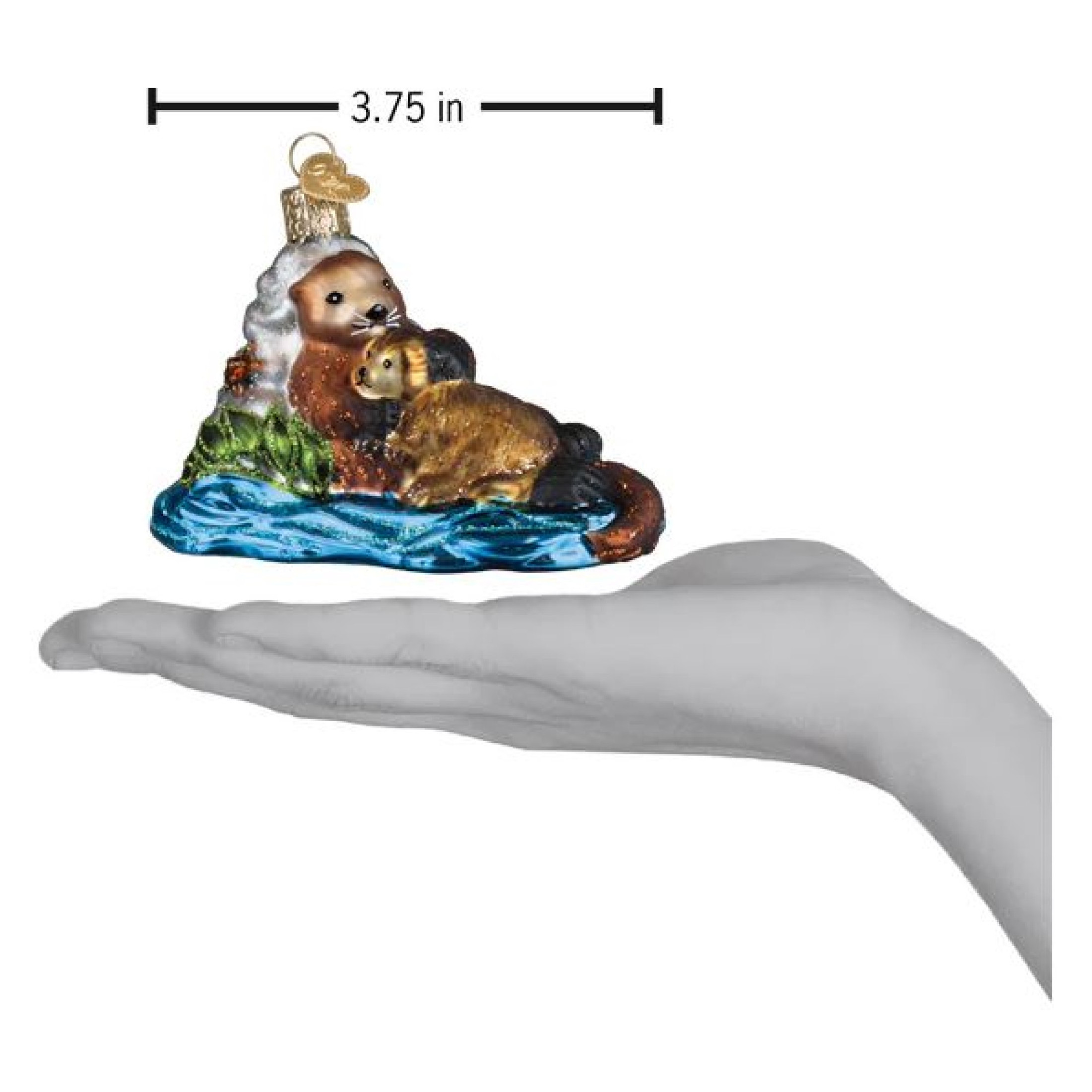 Old World Christmas Blown Glass Ornament for Christmas Tree, Otter with Pup