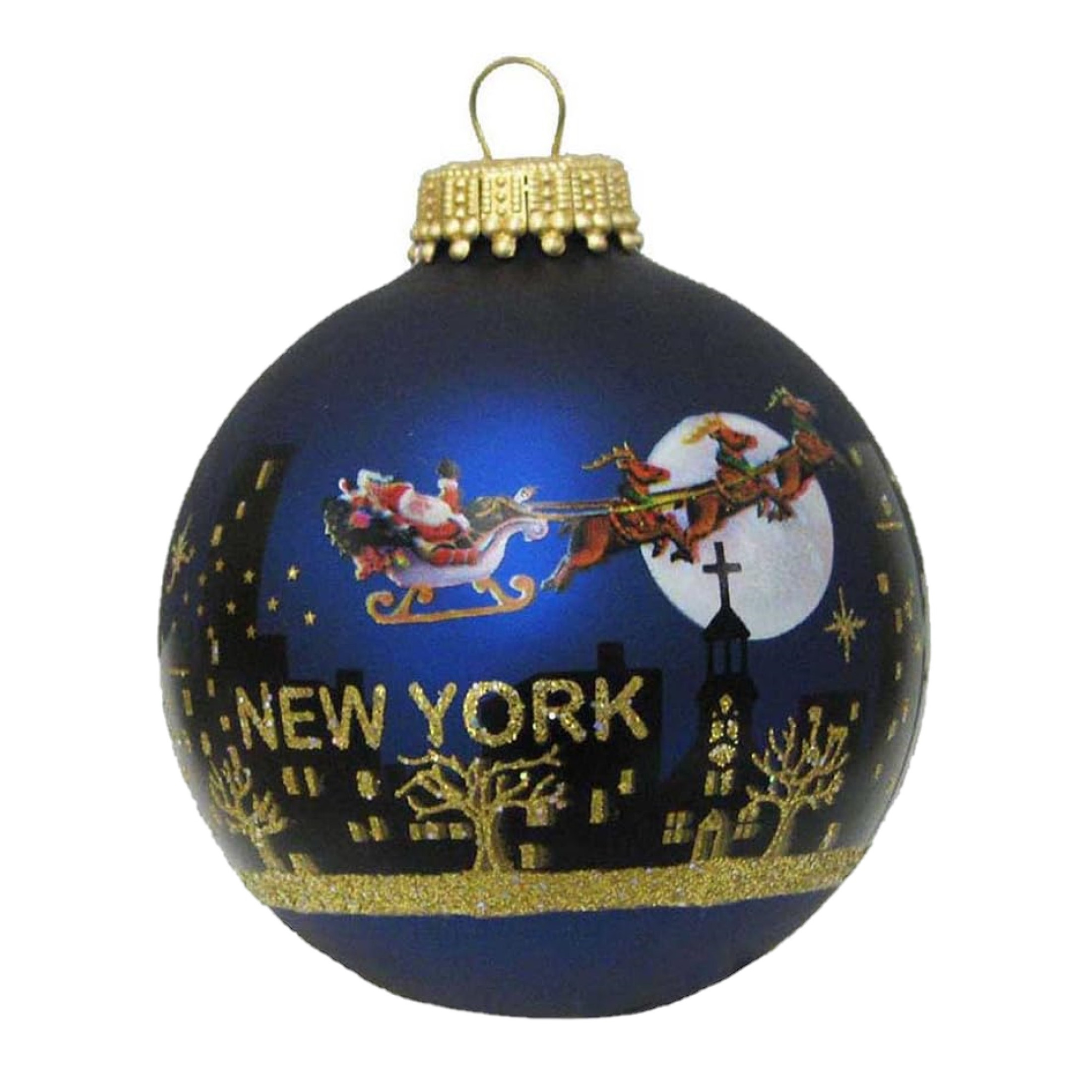 Kurt Adler Glass Ornament for Christmas Tree, New York Santa Skyline Kurt Adler Glass Ornament for Christmas Tree, New York Santa Skyline