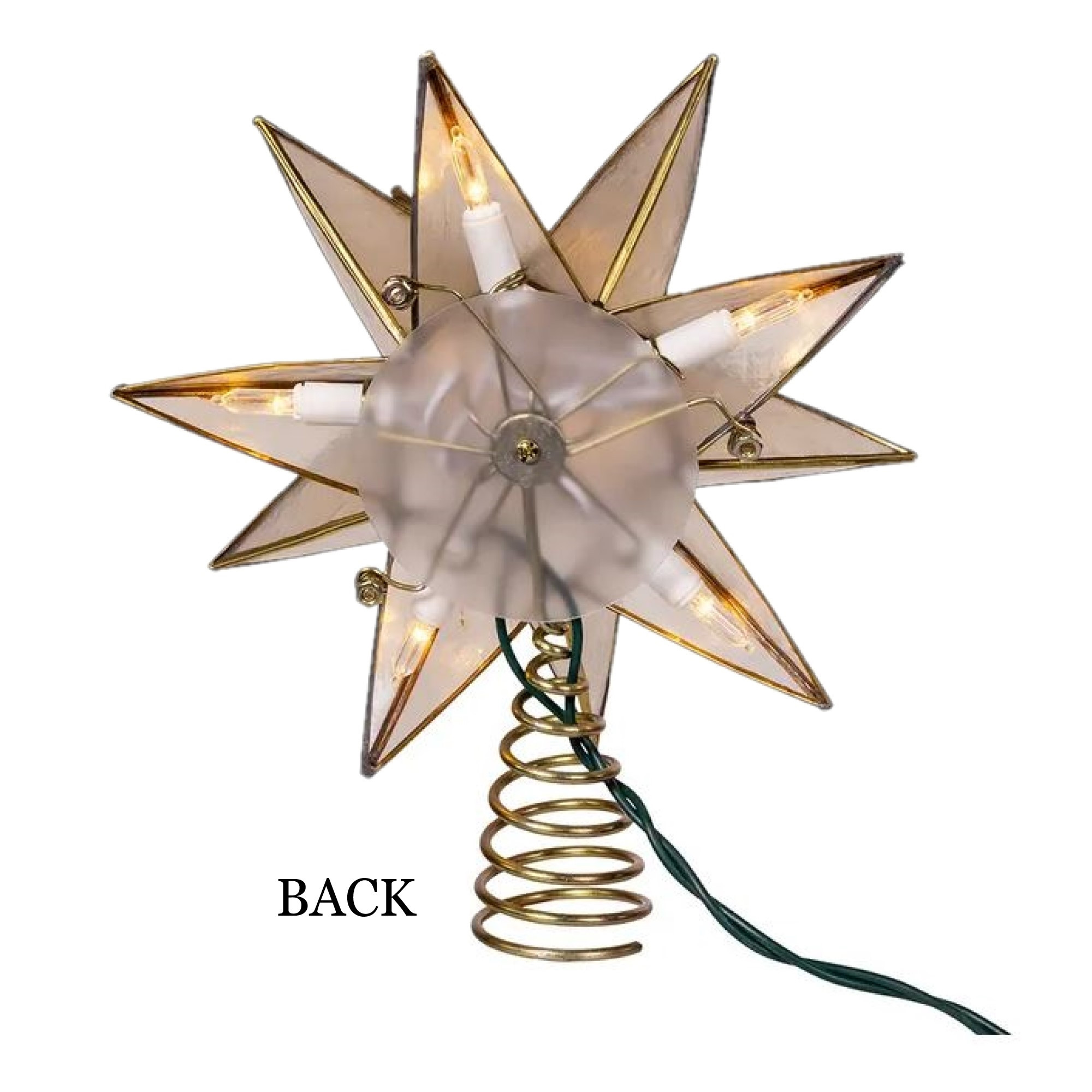 Kurt Adler 10-Light Capiz Gold Sputnik Tree Topper, 15-Point, 8.25"