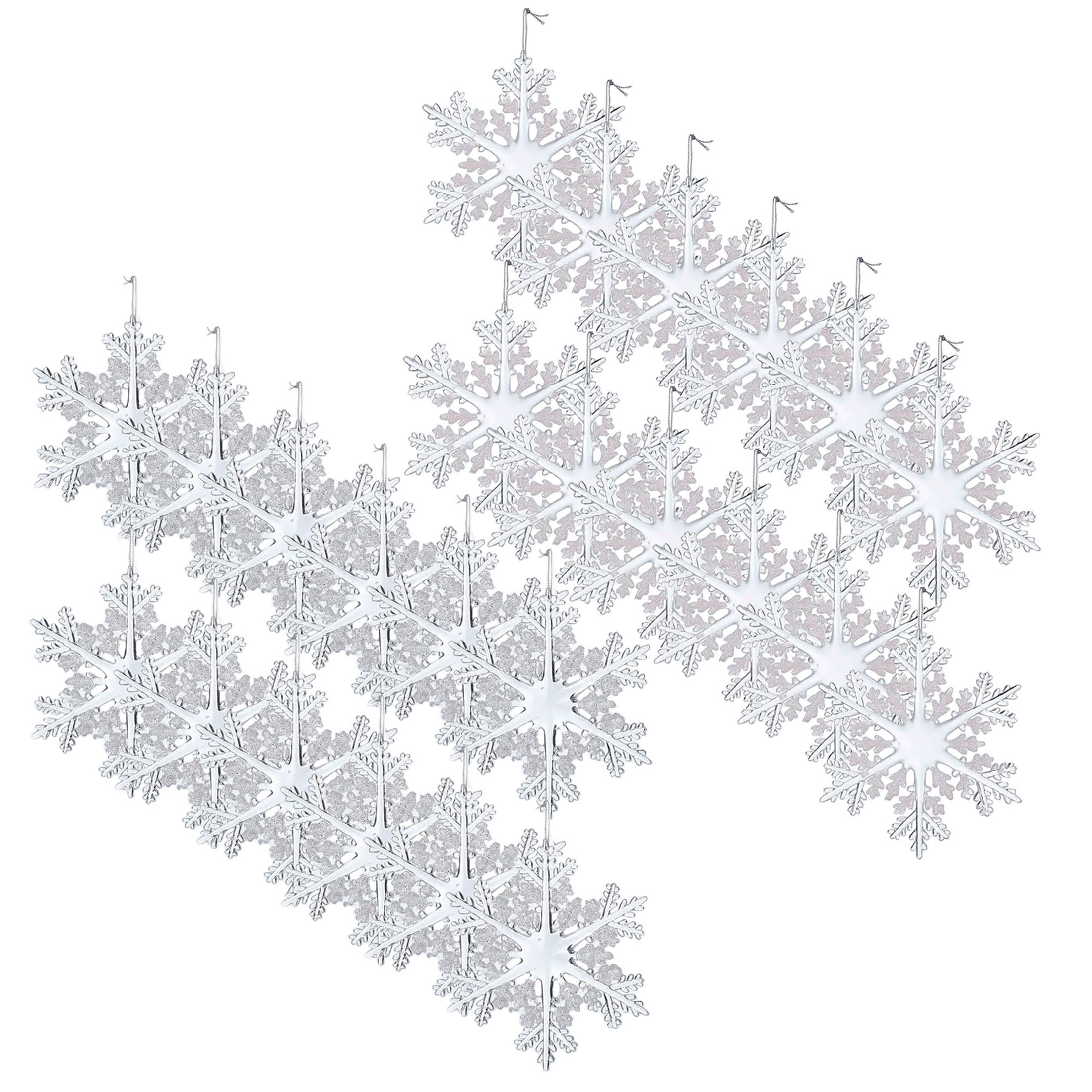 Kurt Adler Acrylic Ornaments for Christmas Tree, Clear Snowflakes (Pack of 24)
