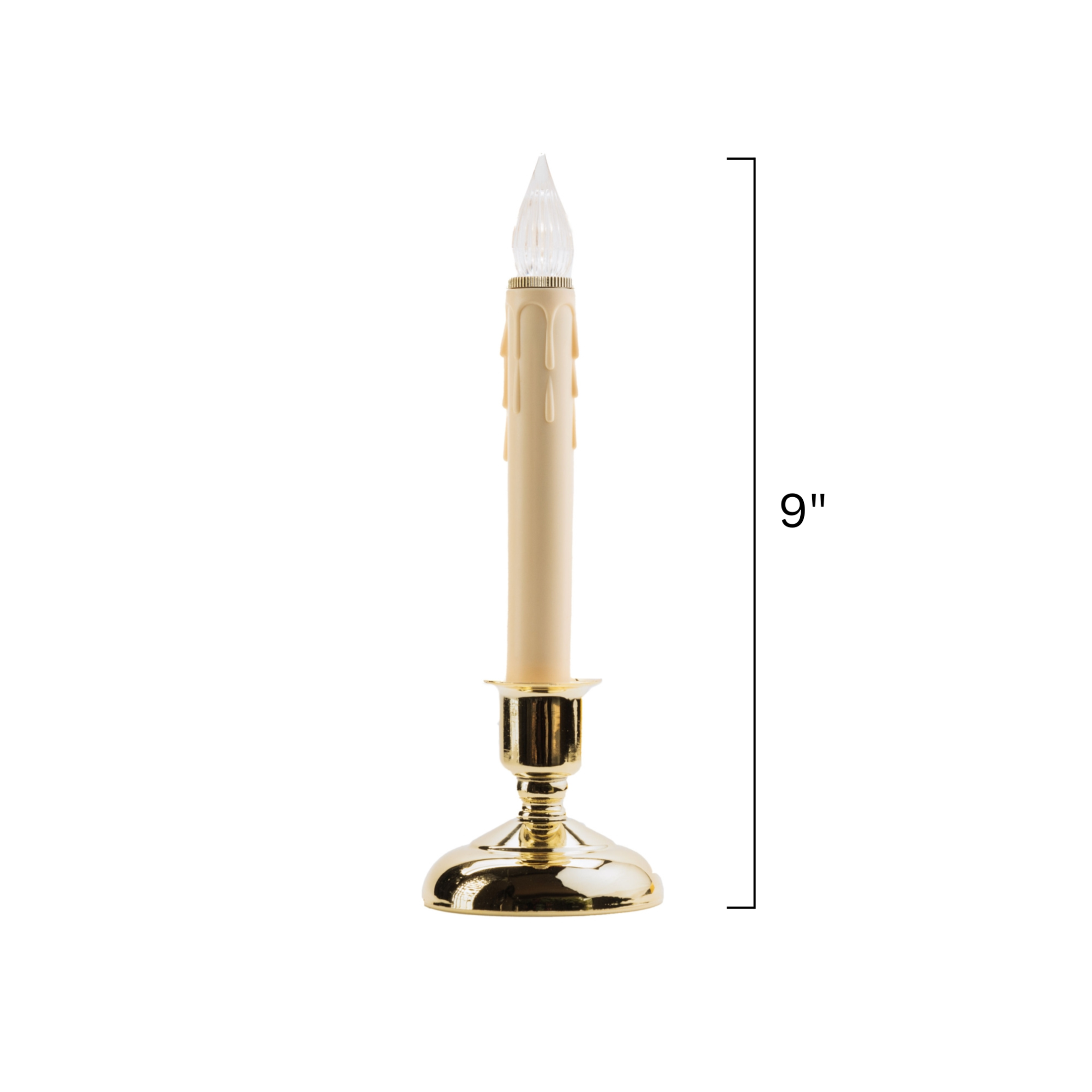 IMC Cape Cod B/O LED Window Candle w/ Timer, Wax Drip, Brass, 9", Pack of 4
