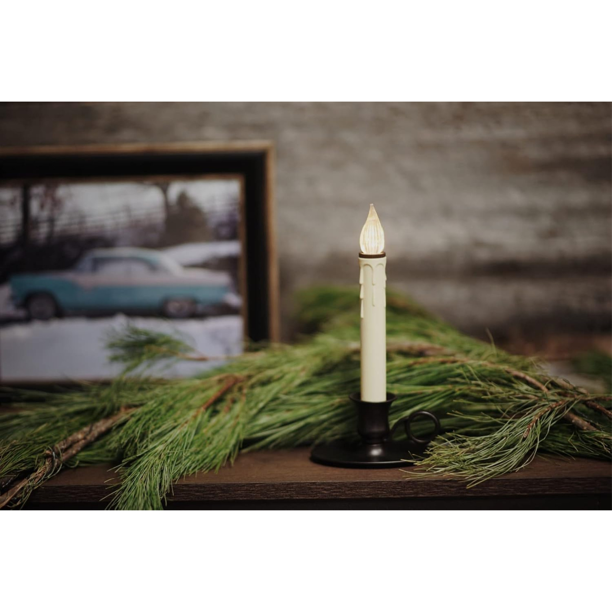 IMC Williamsburg B/O LED Candle with On/Off Sensor, Wax Drip, Antique Bronze, 9", Pack of 4