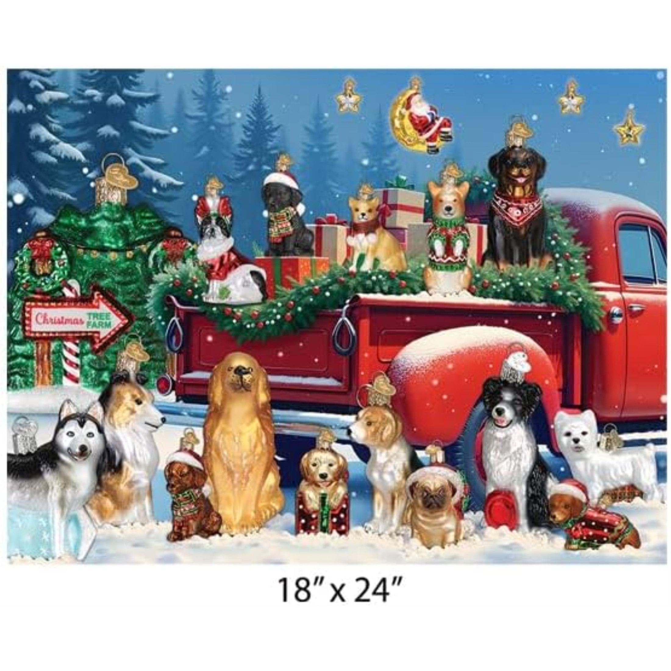 Old World Christmas 500 Piece Puzzle, Furry Frenzy, 24" x 18"
