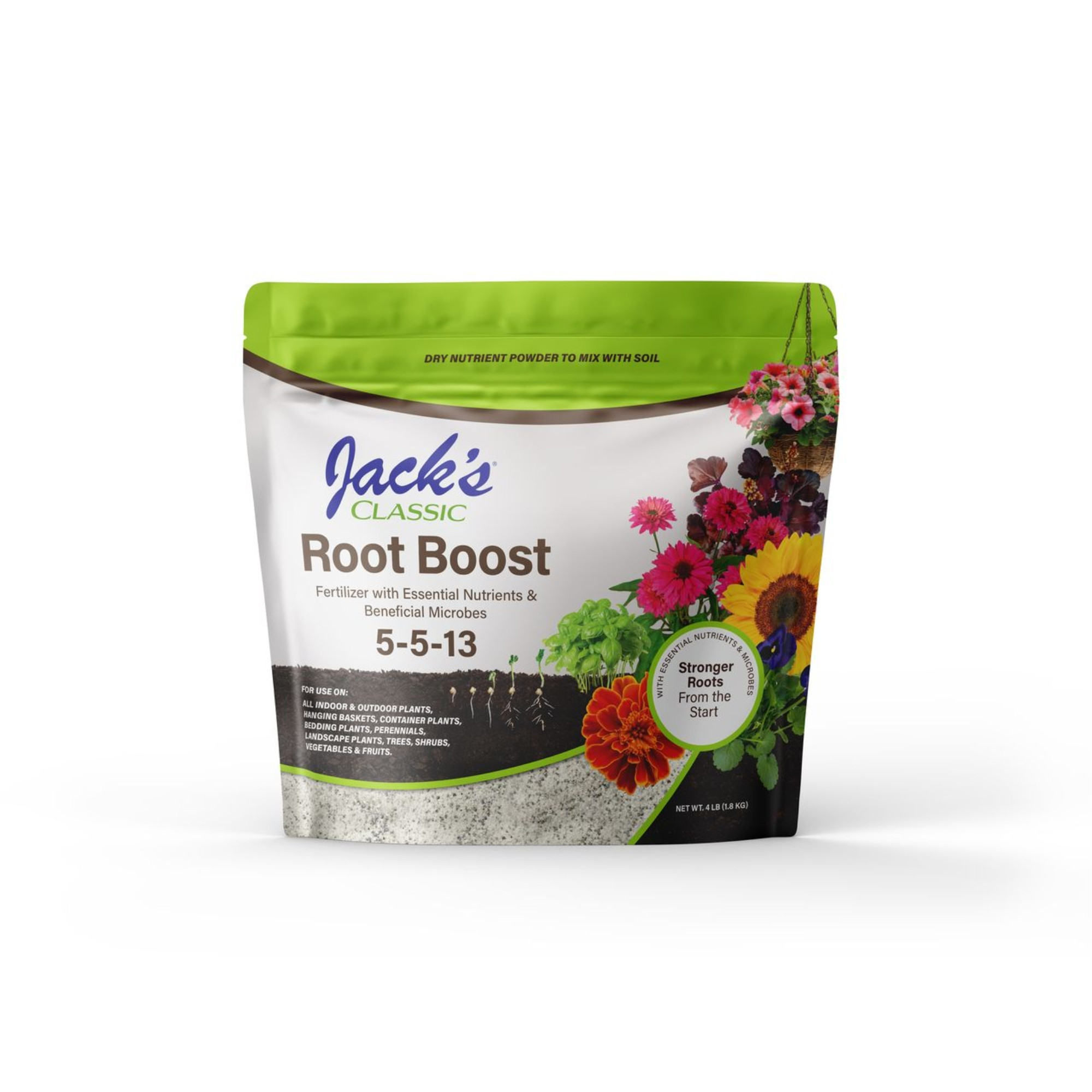 Jack’s Classic 5-5-13 Root Boost Water-Soluble Fertilizer with Micronutrients for Stimulating Root Growth, 4lbs