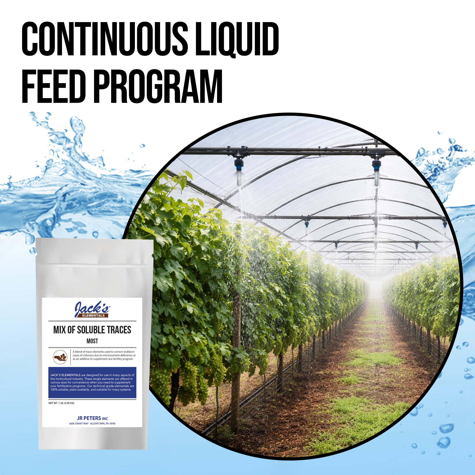 Jack's Elementals Mix of Soluble Traces MOST Water-Soluble Fertilizer with Micronutrients to Correct Chlorosis in Plants Grown in Continuous Liquid Feed Programs, 1lb