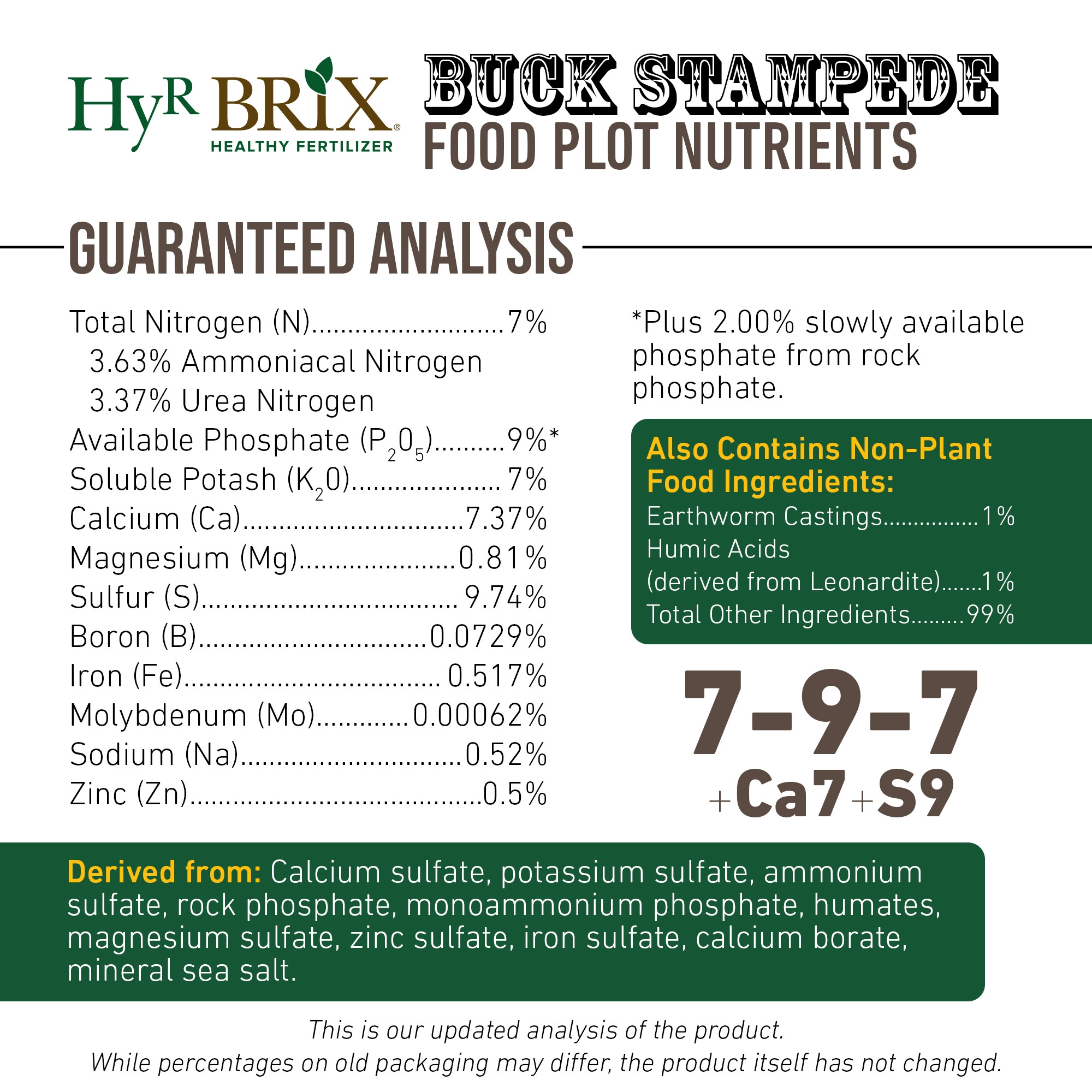 HyR BRIX Slow-Release Buck Stampede Food Plot 7-9-7 Fertilizer, 45lb Bag (Covers 2,300 Sq Ft)