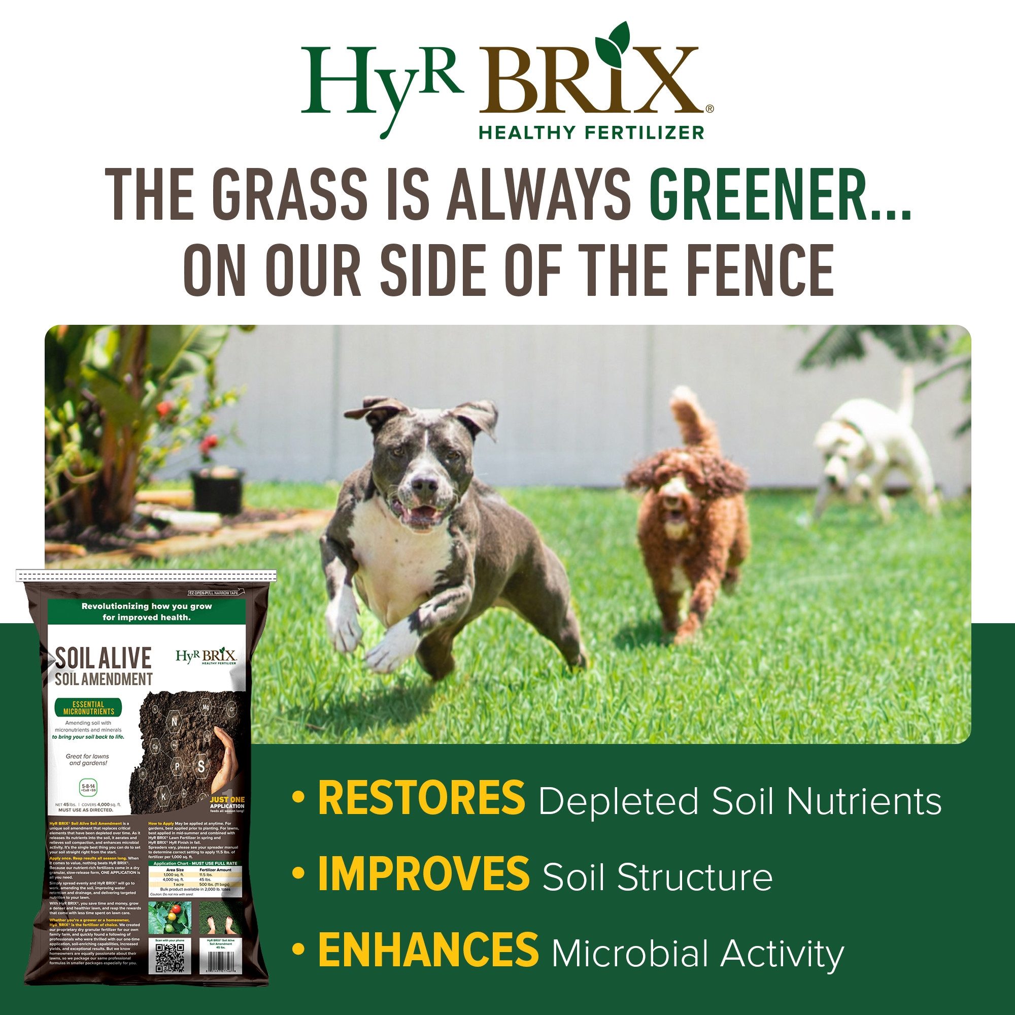 HyR BRIX Soil Alive 5-8-14 Soil Amendment with Calcium & Sulfur, 45lb Bag
