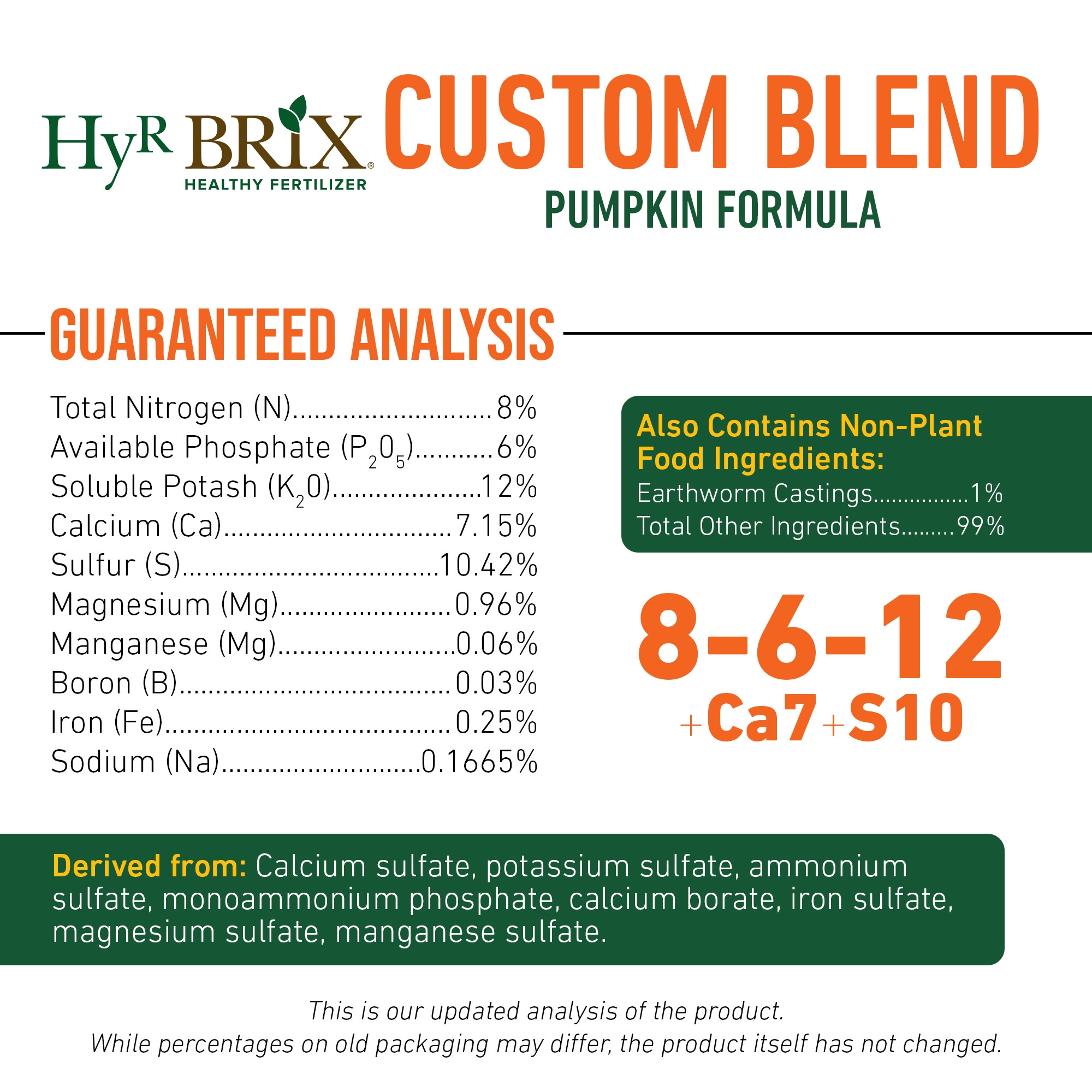 HyR Brix Custom Blend 8-6-12 Pumpkin Fertilizer Plant Food, 45lb Bag (Covers 2,142 Sq Ft)
