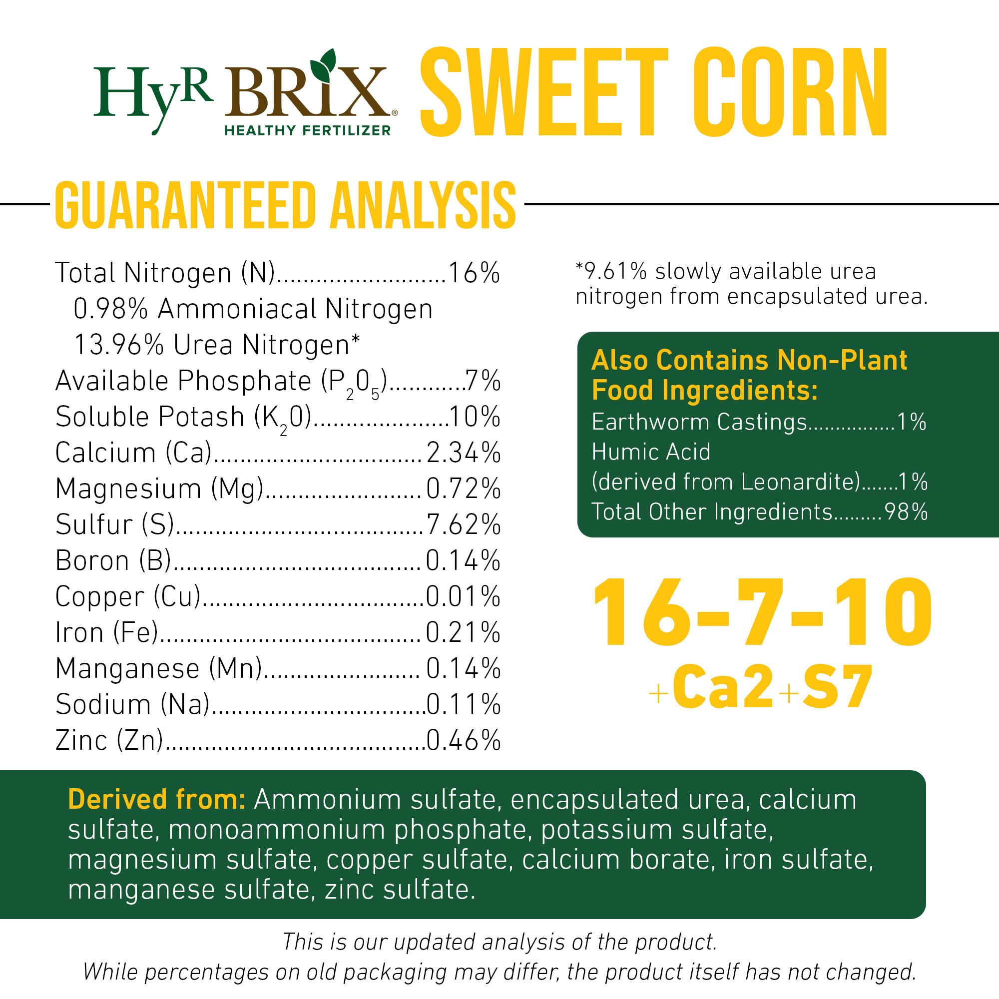 HyR BRIX Slow-Release 16-7-10 Sweet Corn Fertilizer