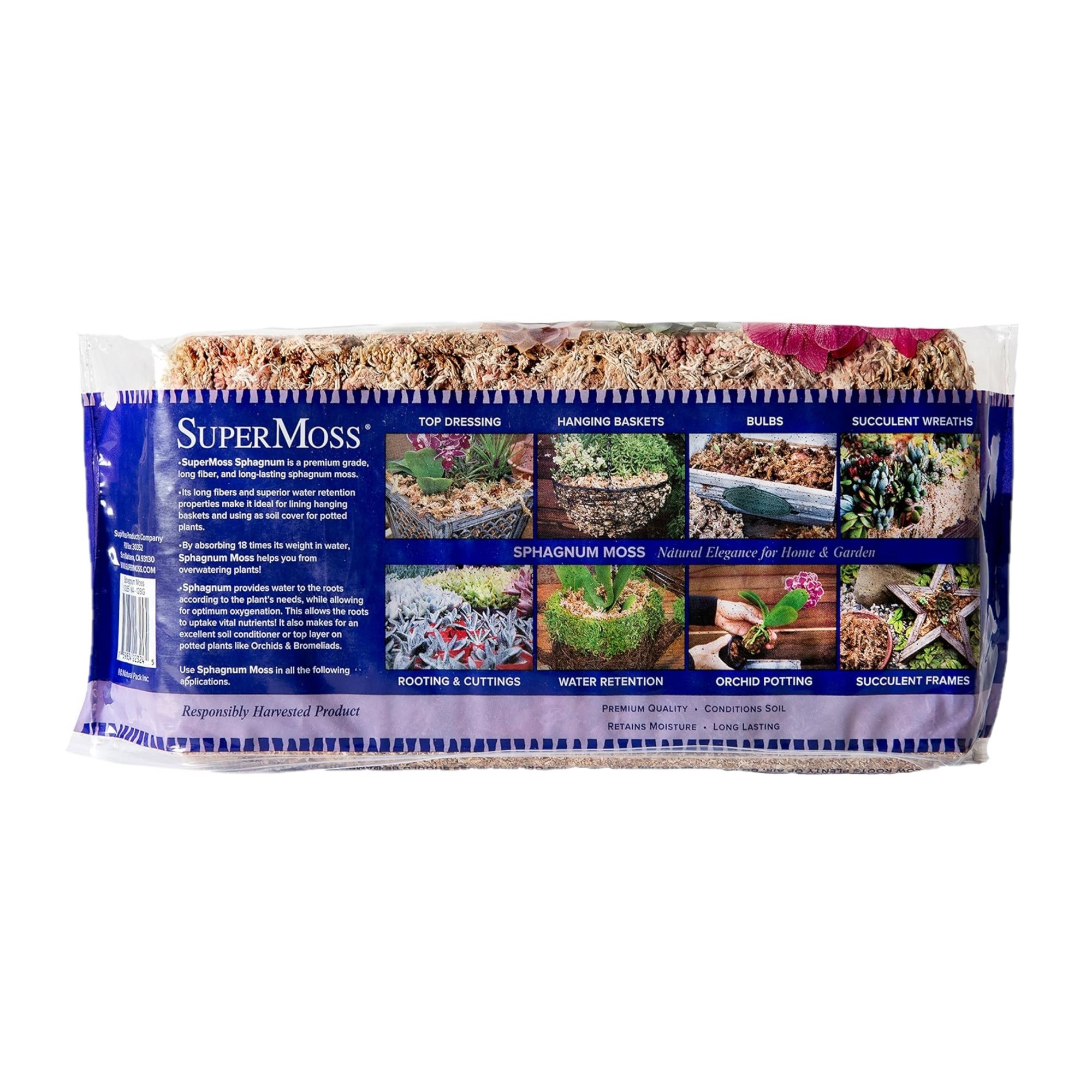 SuperMoss Premium Water-Retaining Sphagnum Peat Moss, Natural White, 5oz