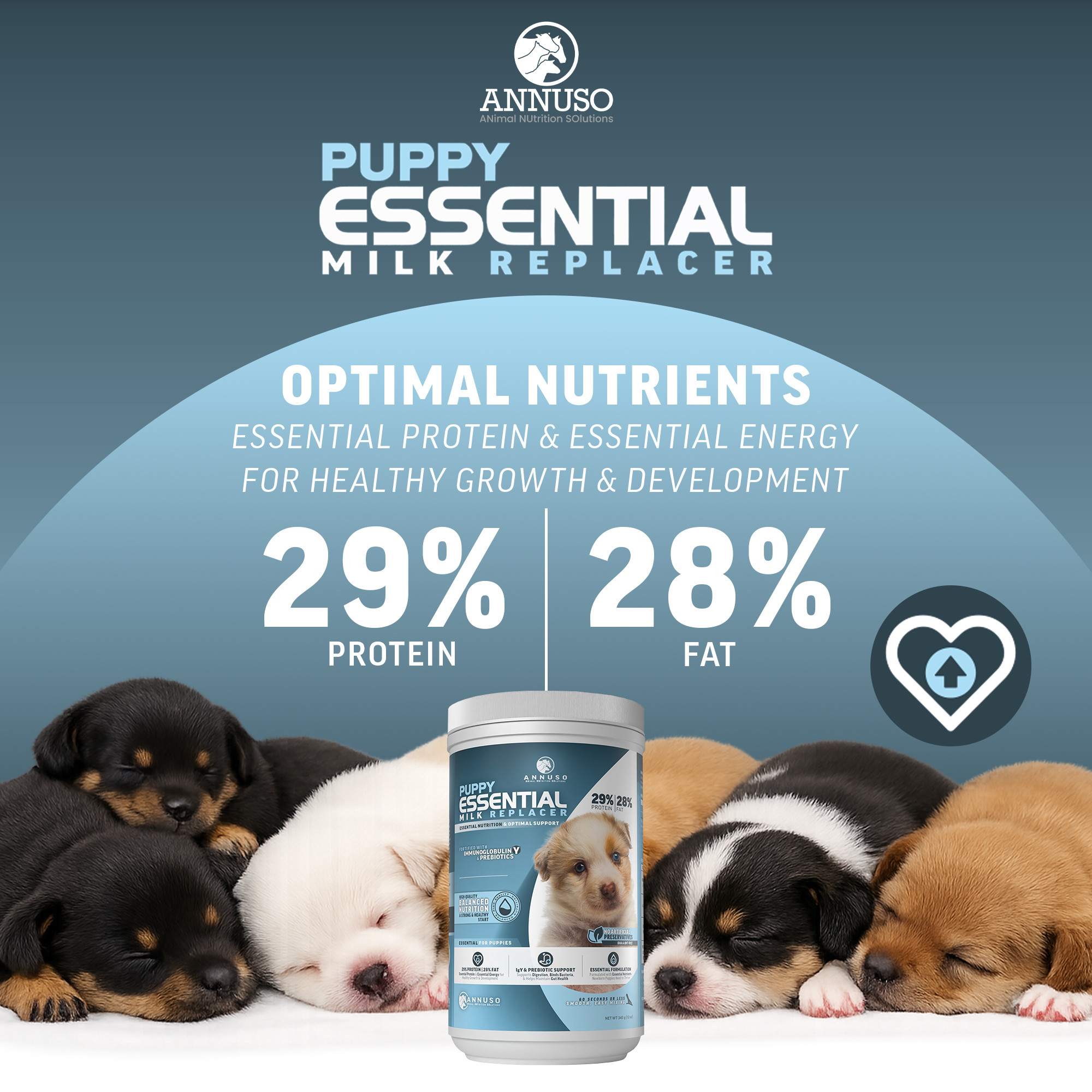 ANNUSO Puppy Essential Milk Replacer to Support Immunity & Digestion, 12oz