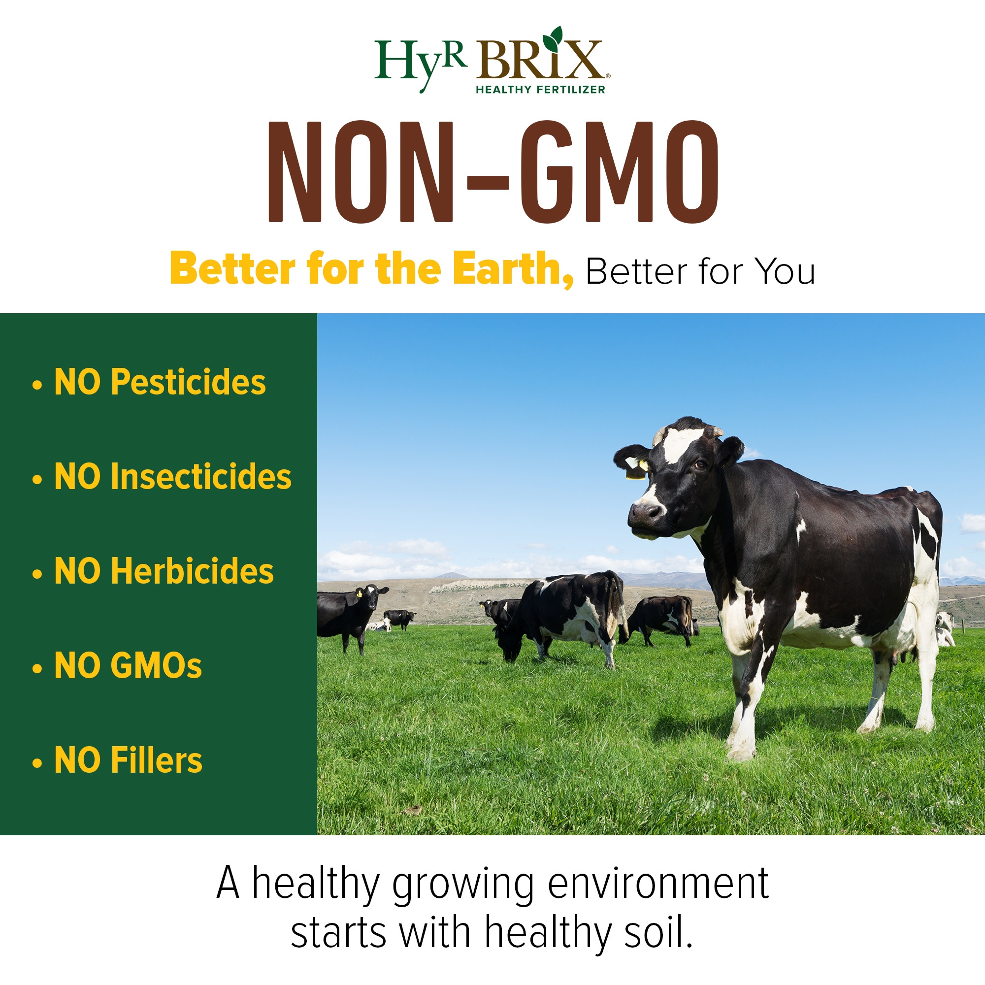 HyR BRIX All Natural & Organic 2-1-8 Pasture Fertilizer, 45lb Bag (Covers 4,000 Sq Ft)