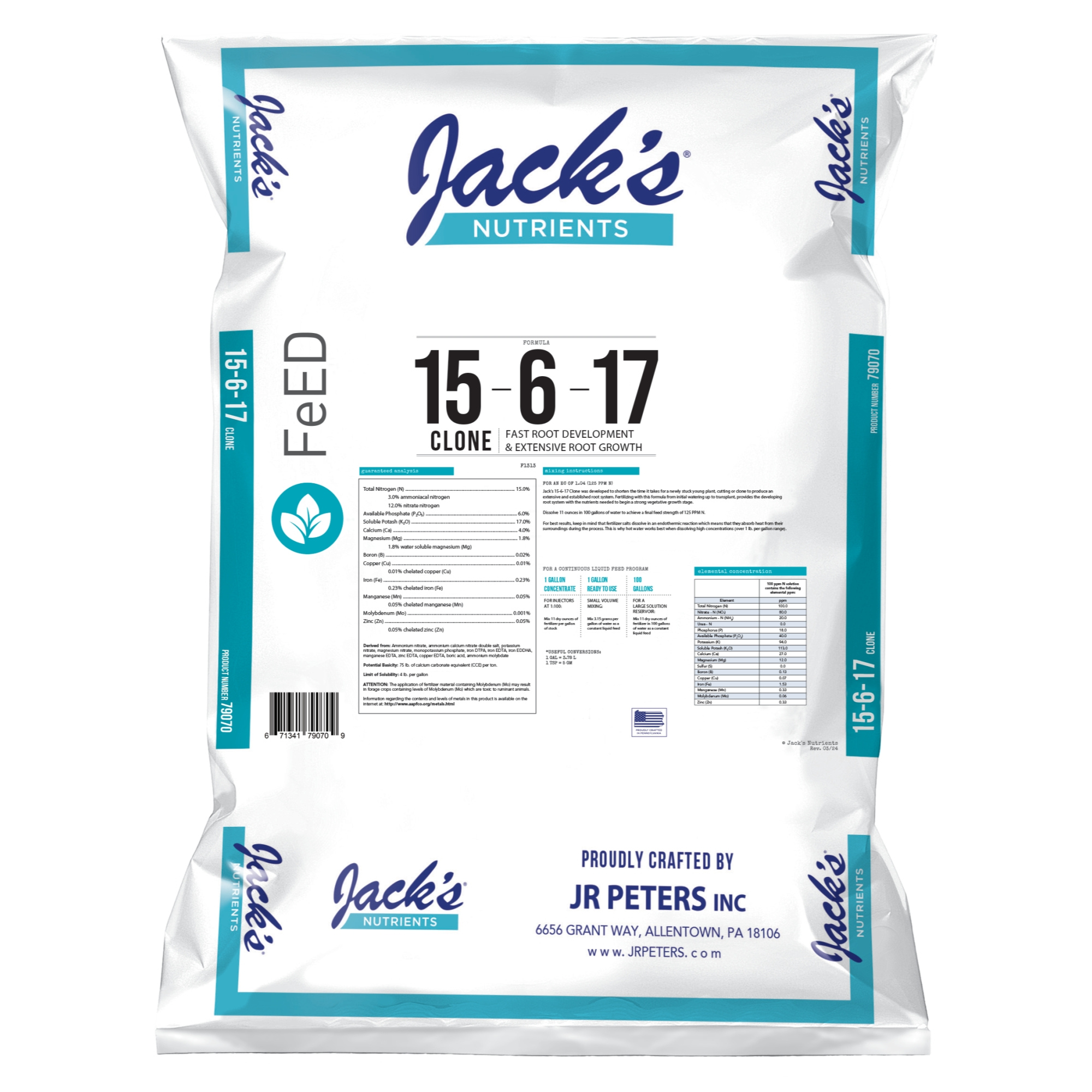 Jack's Nutrients 15-6-17 Clone Water-Soluble Fertilizer