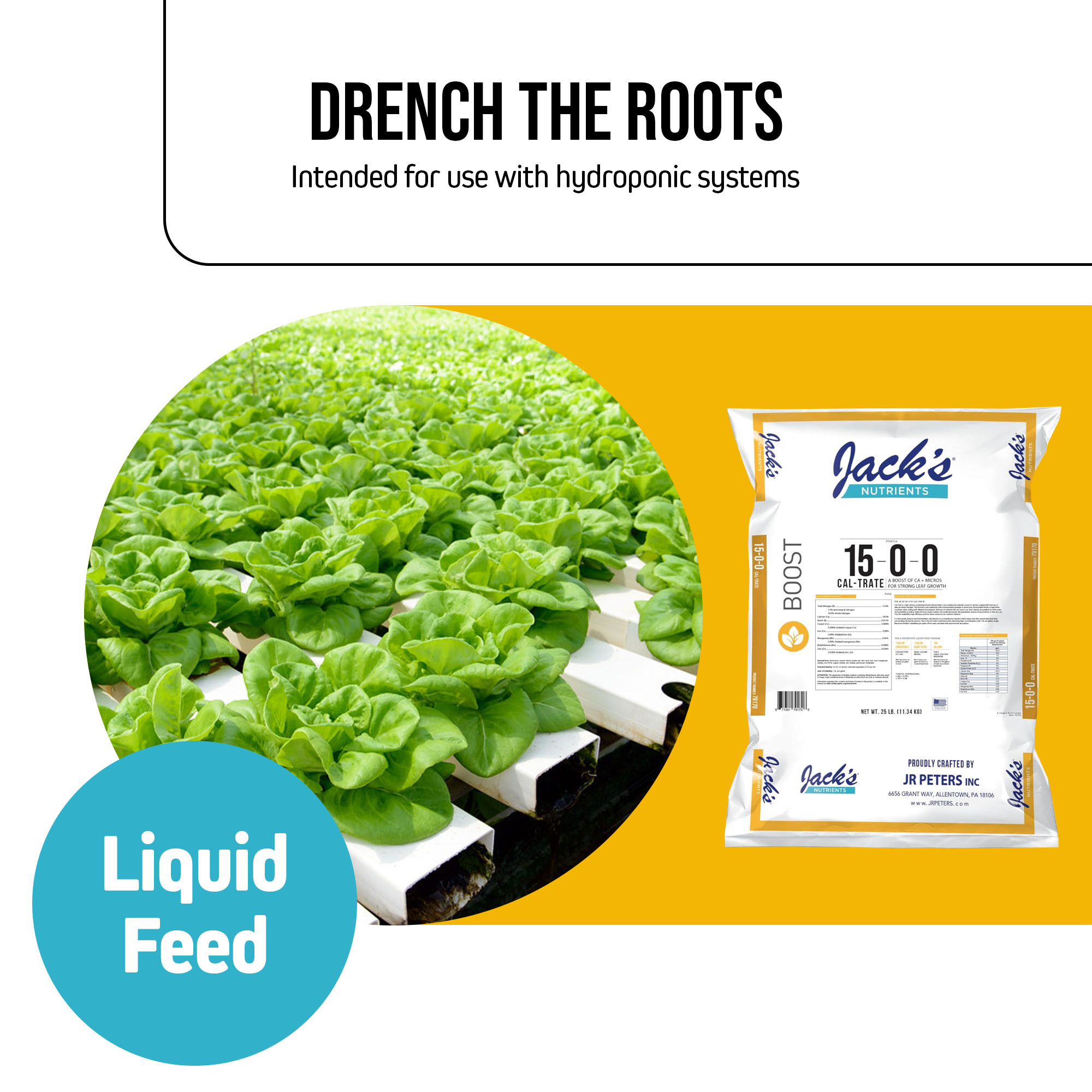 Jack’s Nutrients 15-0-0 Cal-Trate Water-Soluble Fertilizer, 25lbs