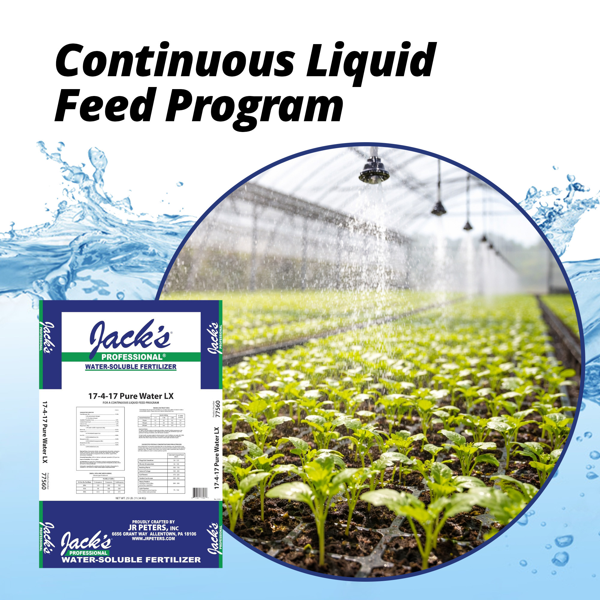 Jack’s Professional 17-4-17 Pure Water LX Water-Soluble Fertilizer, 25lbs