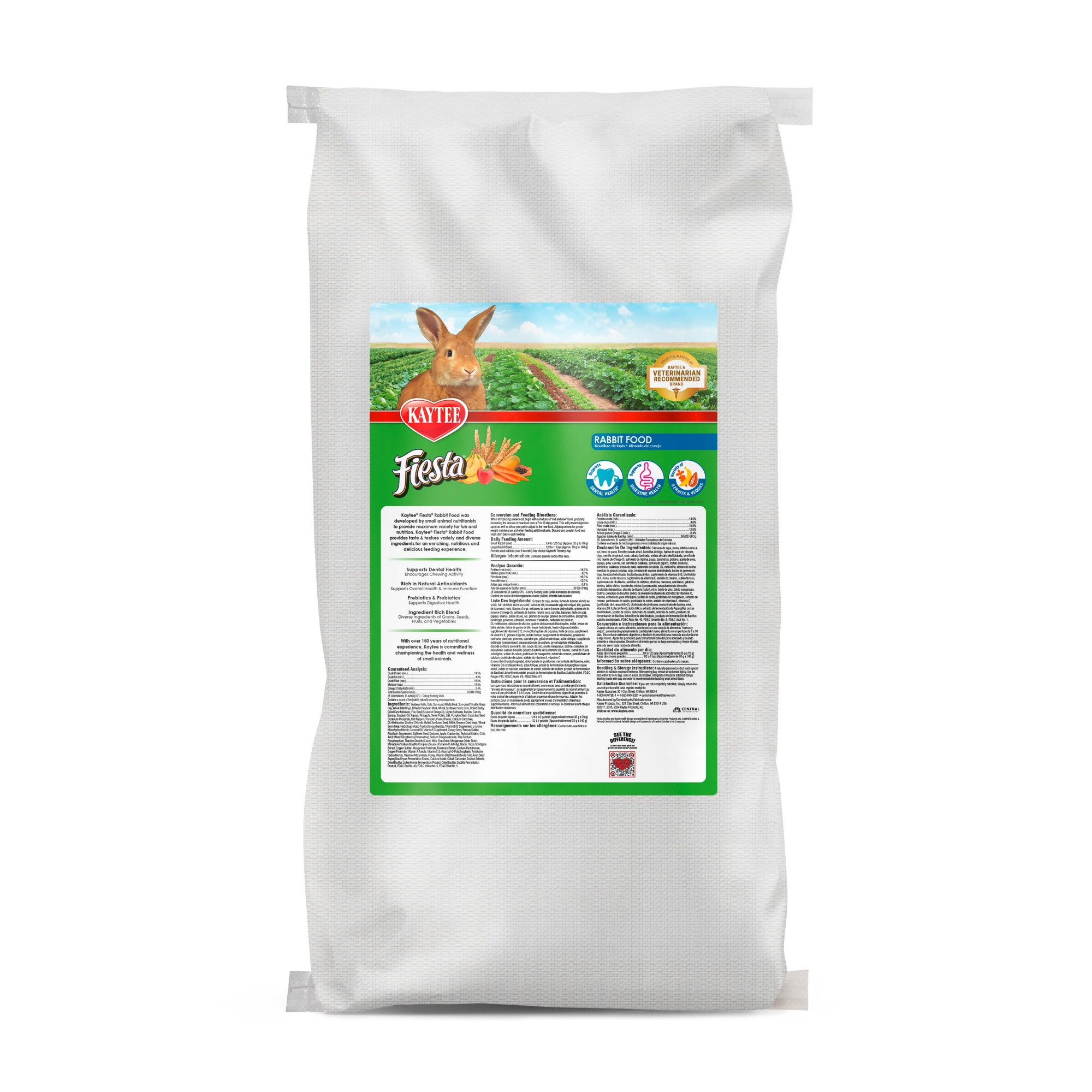 Kaytee Fiesta Rabbit Food Mix, 25lbs – Supports Immune Health and Digestion