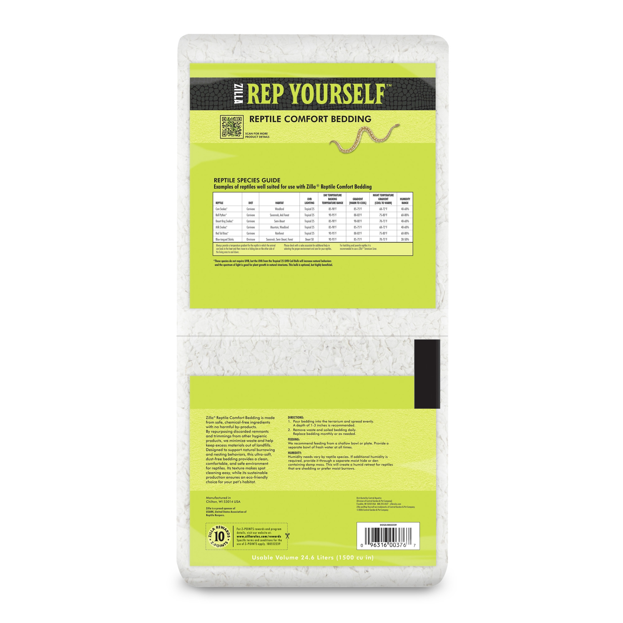 Zilla Reptile Comfort Bedding for Burrowing Reptiles, 24.6 Liters, 1,500 cu in