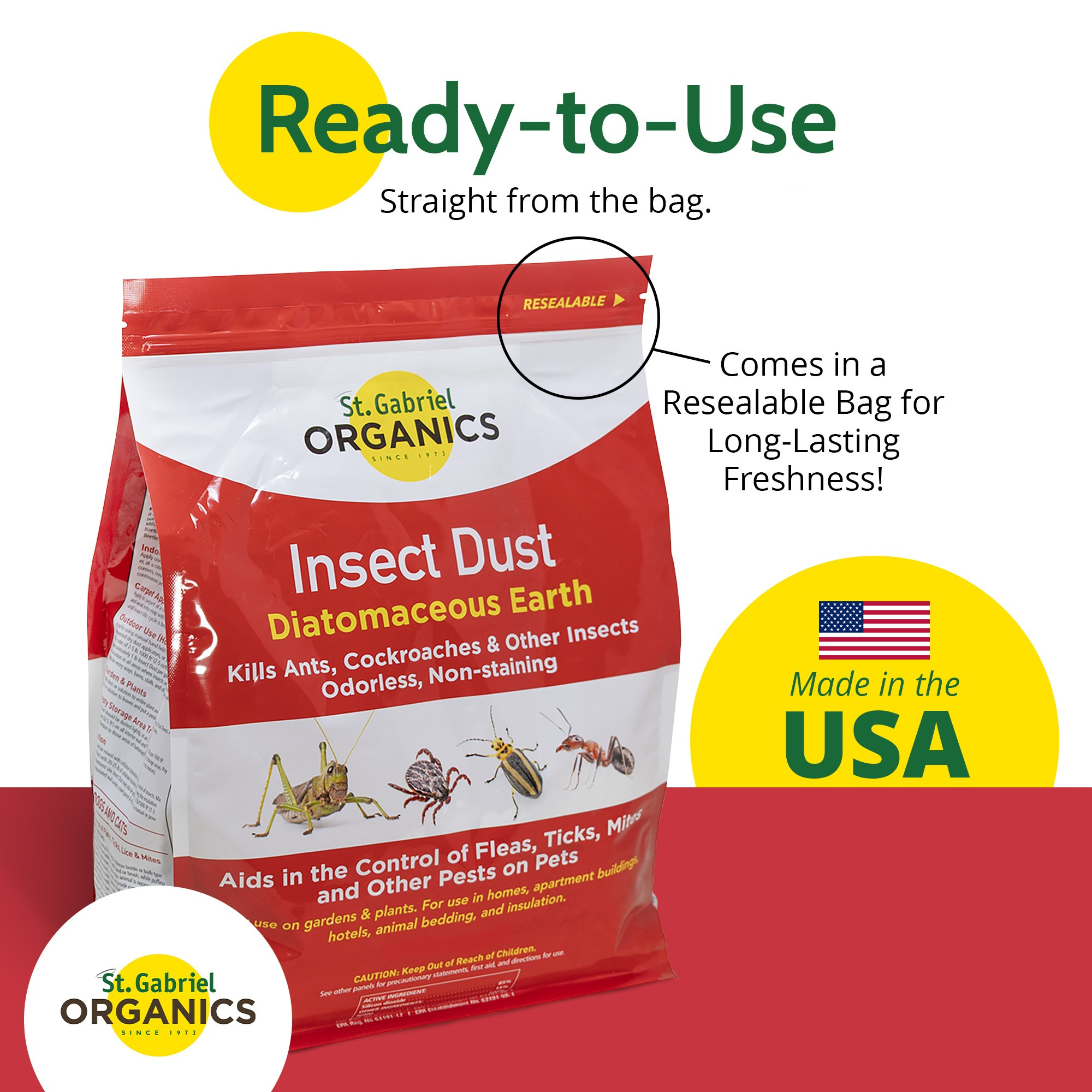 St. Gabriel Organics Insect Dust Diatomaceous Earth Insect Control