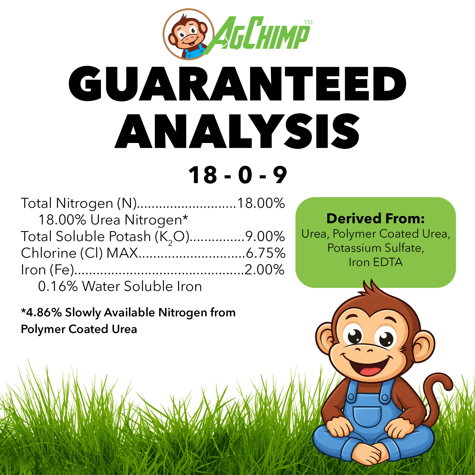 AgChimp 18-0-9 Prodiamine Pre-Emergent Herbicide Plus Turf Fertilizer, 15lbs