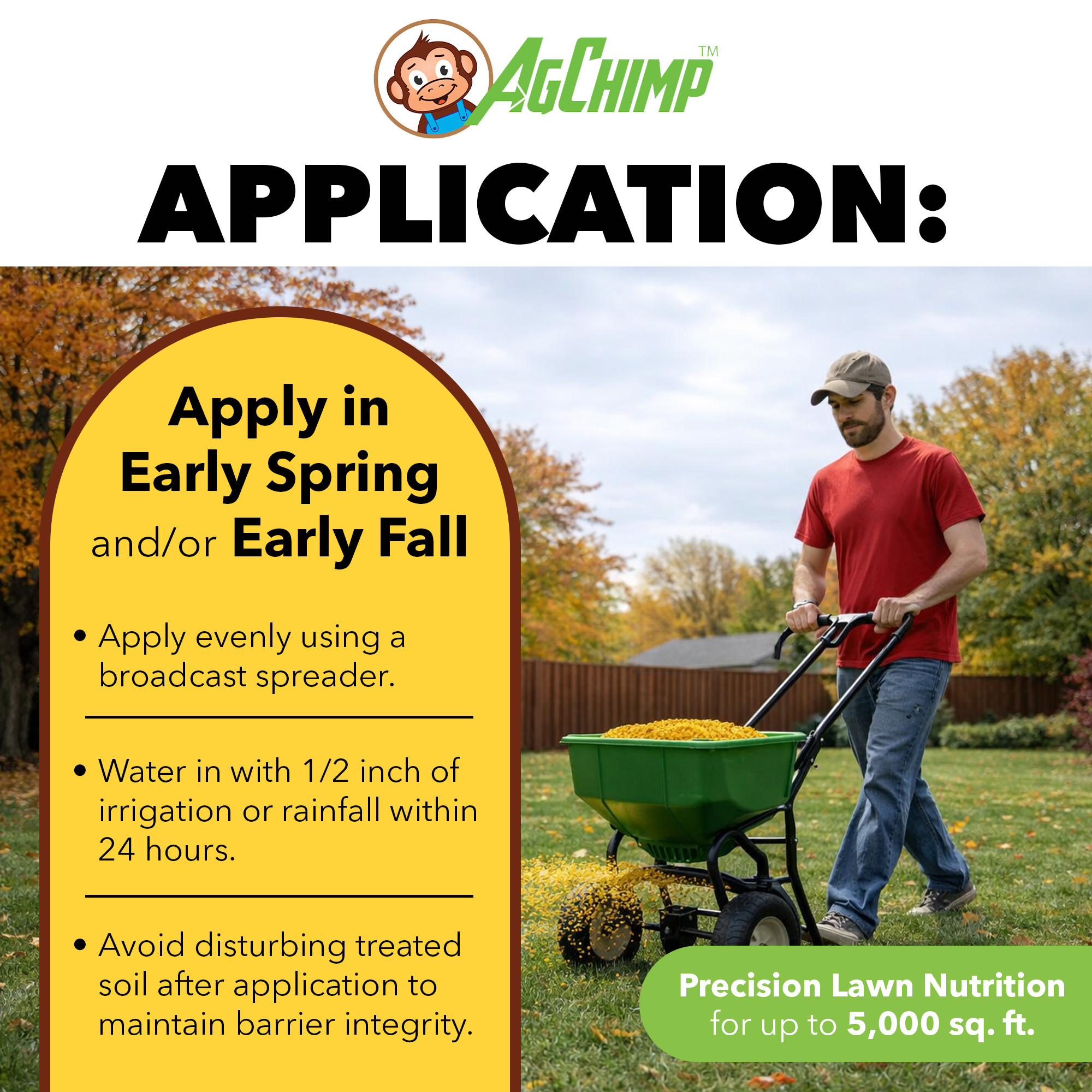 AgChimp 18-0-9 Prodiamine Pre-Emergent Herbicide Plus Turf Fertilizer, 15lbs
