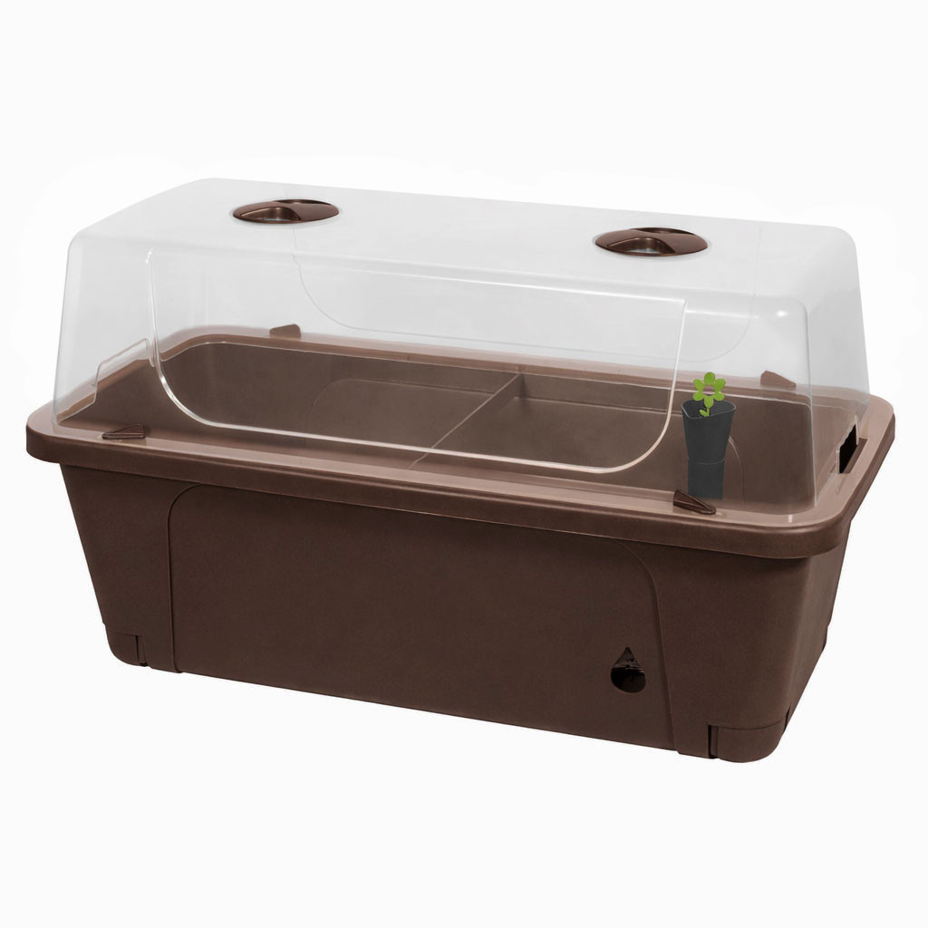 Garden Elements Elevated Self-Watering Garden Bed with Ventilated Grow Dome, Brown, 45L