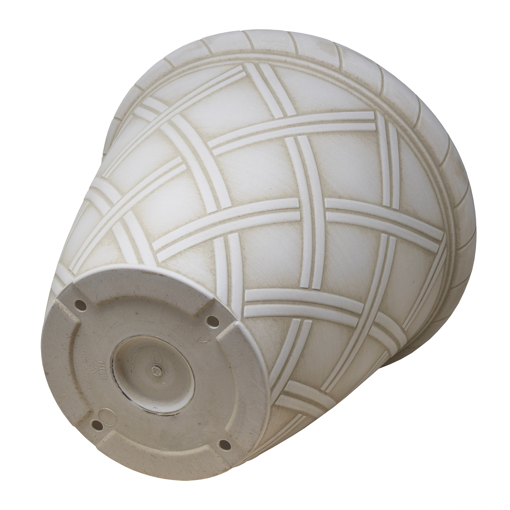 Garden Elements Trellis Decorative Lattice Round Planter, White Wash, 14in