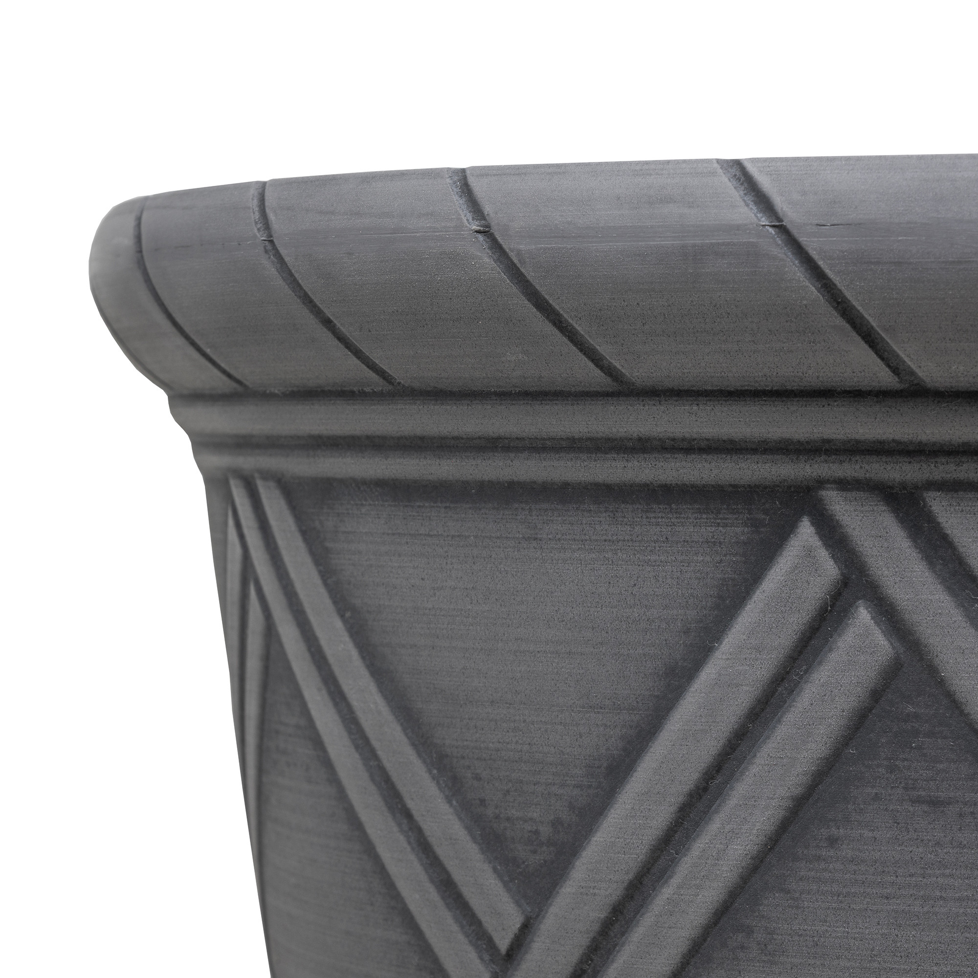 Garden Elements Trellis Decorative Lattice Round Planter, Grey, 14in