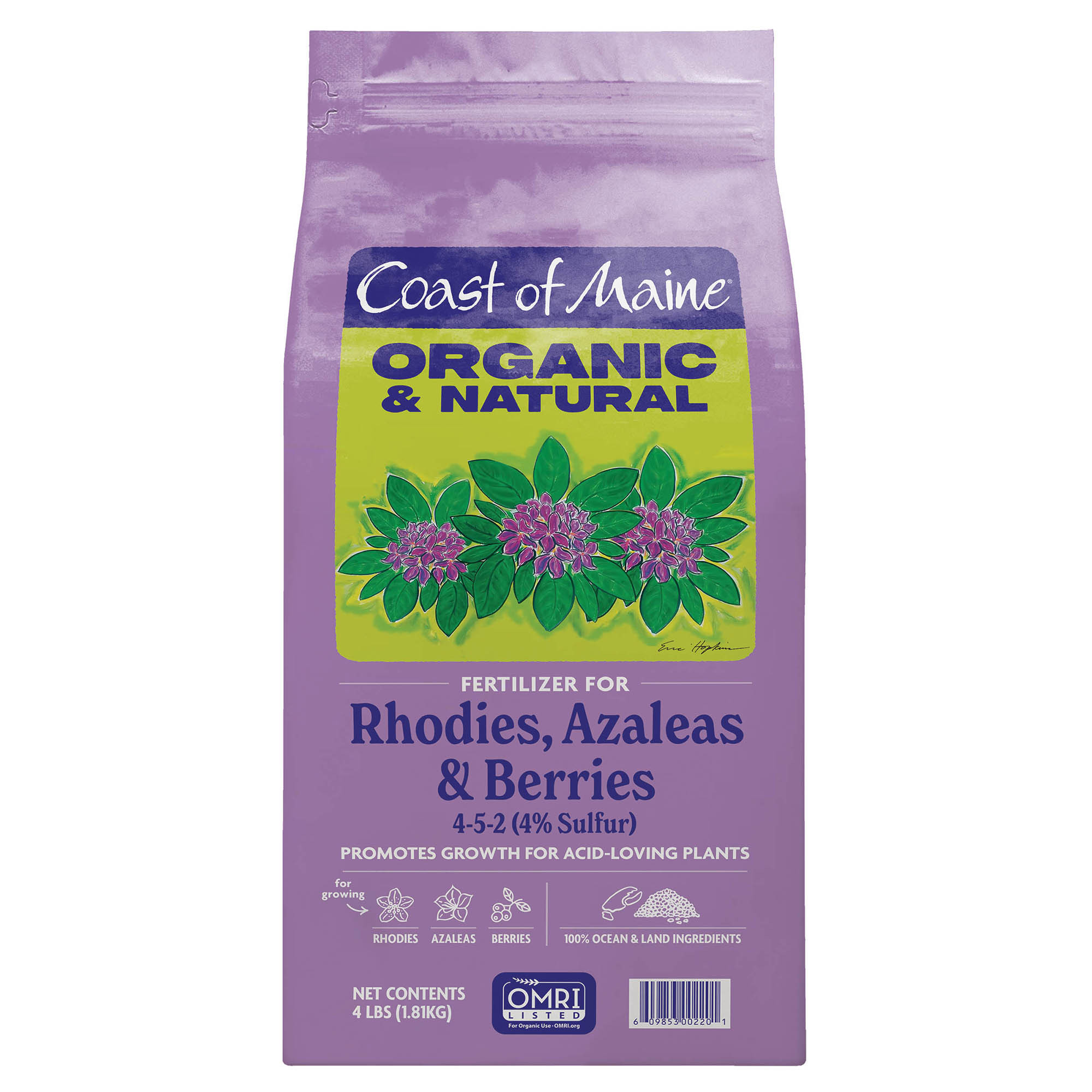 Coast of Maine Organic & Natural Fertilizer for Rhodies, Azaleas & Berries, 4lb