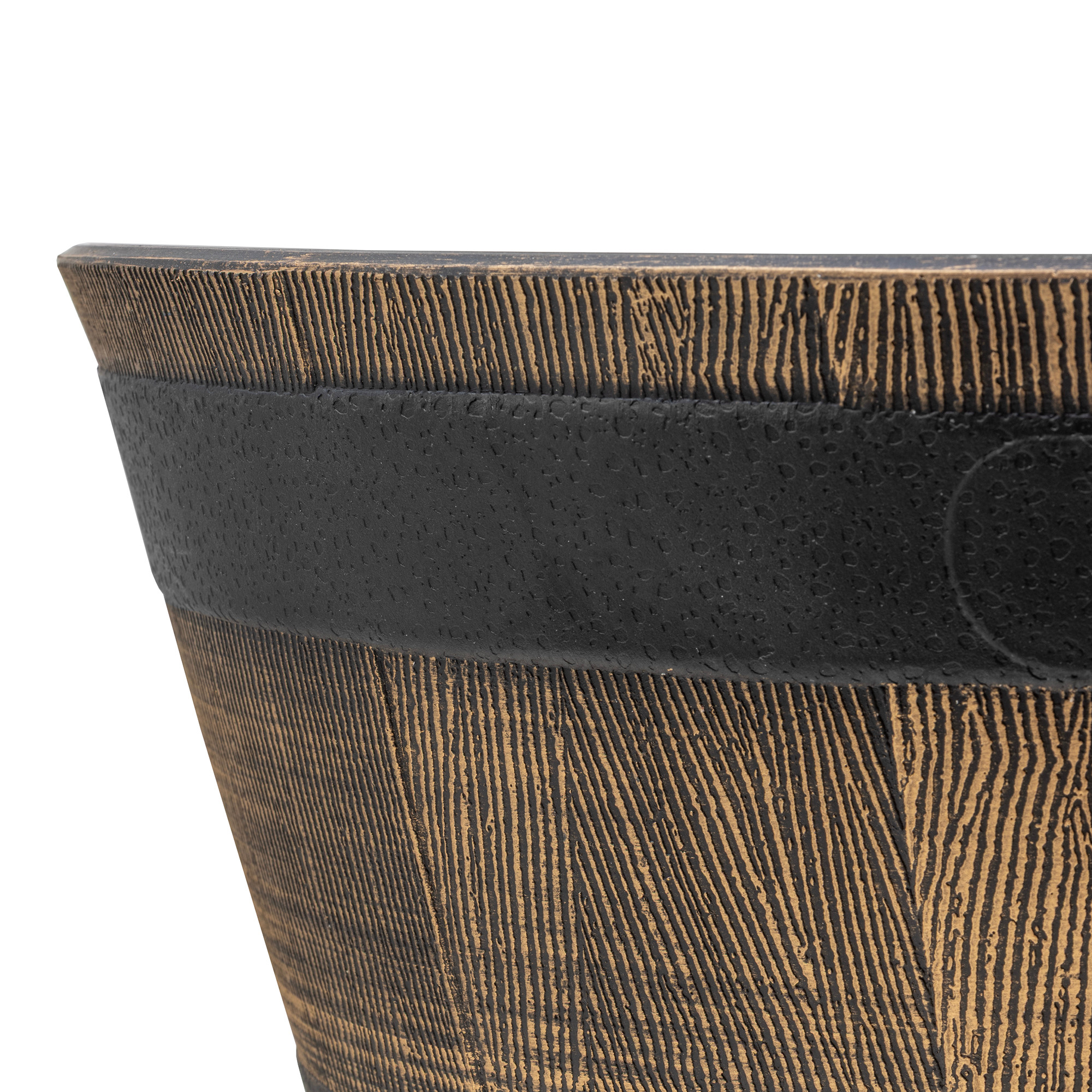 Garden Elements Timberline Barrel-Style Round Planter, Light Brown, 18in