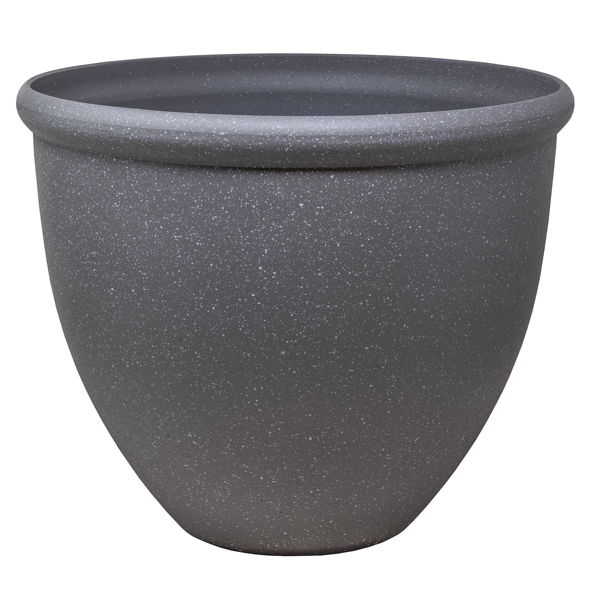 Garden Elements TerraStone Classic Smooth Round Planter, Greystone, 16in